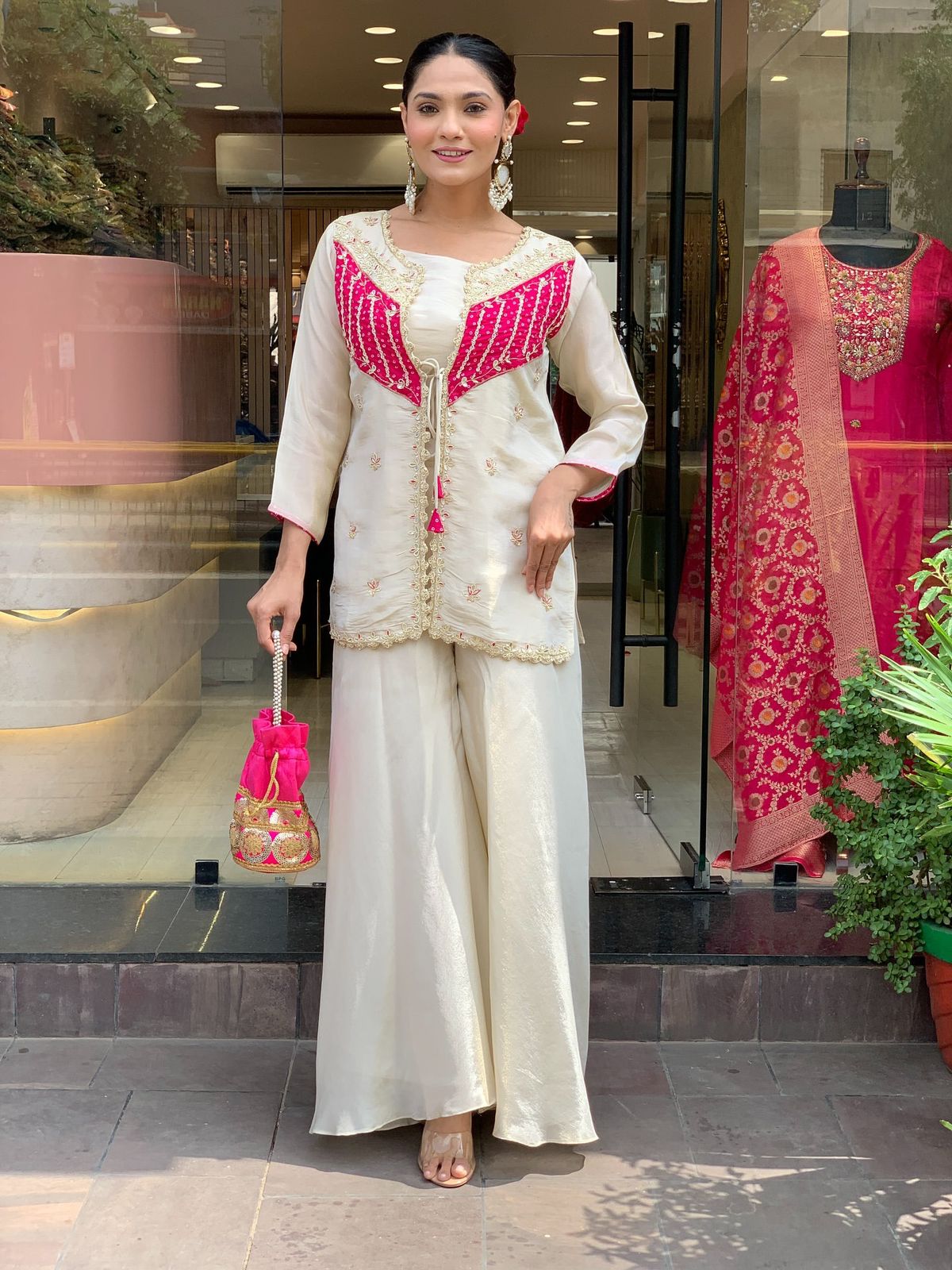 Ivory & Rose Embroidered Roman Silk Co-Ord Set