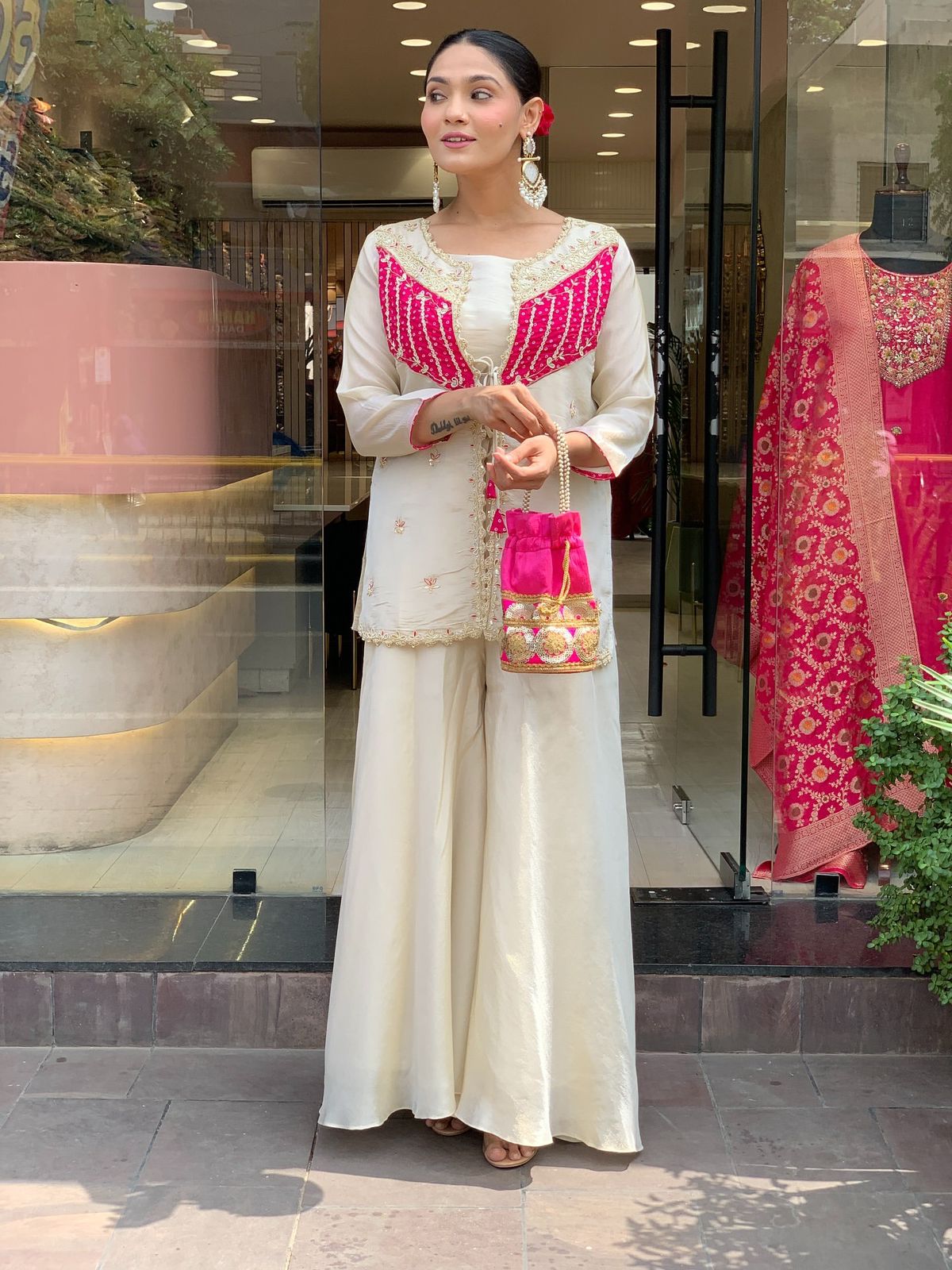 Ivory & Rose Embroidered Roman Silk Co-Ord Set
