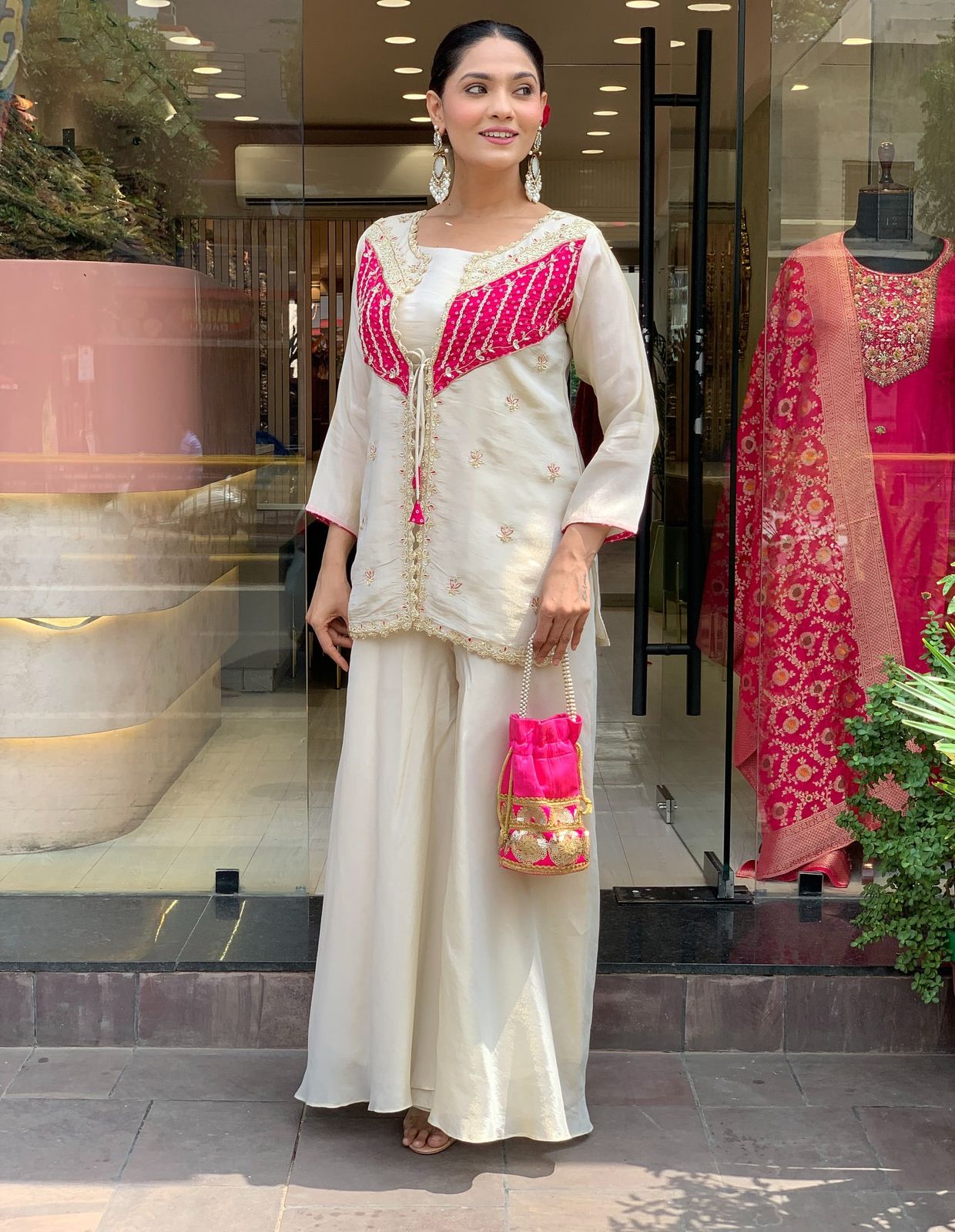 Ivory & Rose Embroidered Roman Silk Co-Ord Set