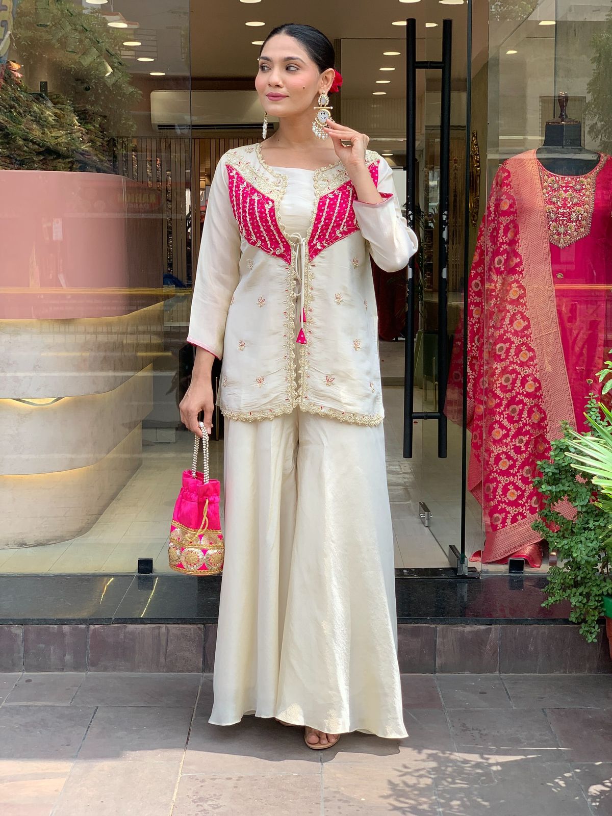 Ivory & Rose Embroidered Roman Silk Co-Ord Set