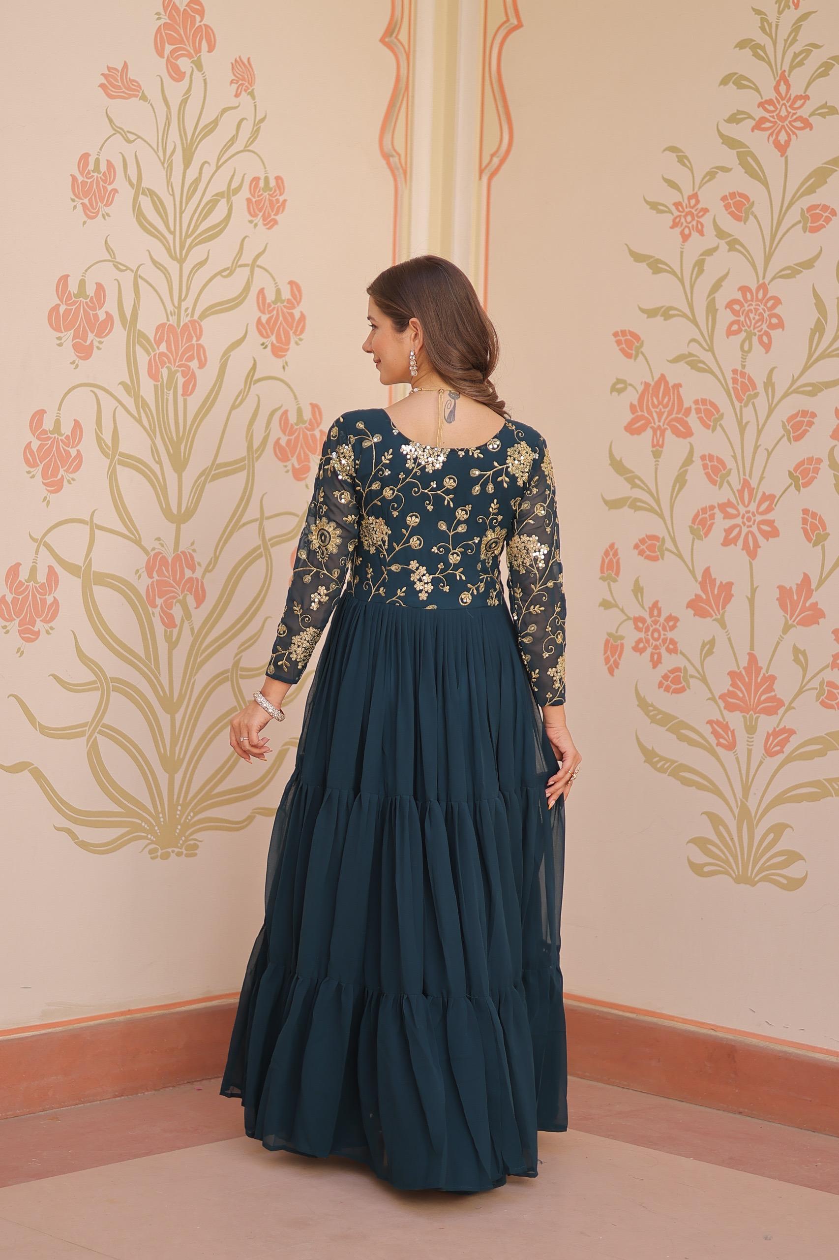 Emerald Reverie Zari & Sequin Gown