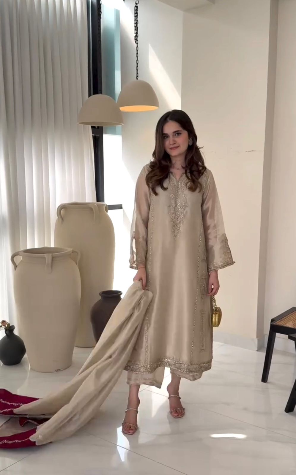 Champagne Opulence Embroidered Jimmy Choo Suit Set