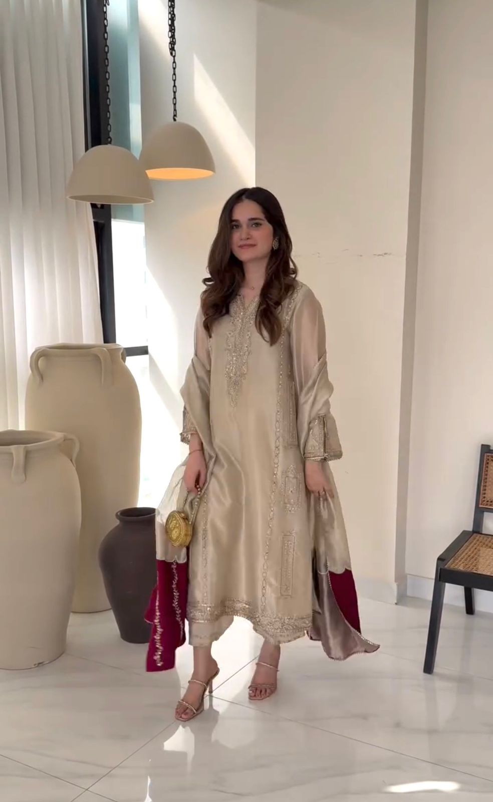 Champagne Opulence Embroidered Jimmy Choo Suit Set