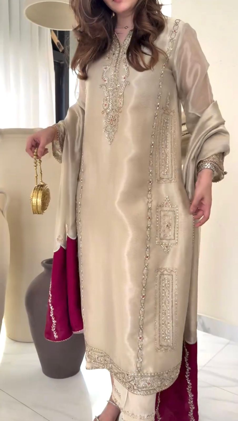 Champagne Opulence Embroidered Jimmy Choo Suit Set