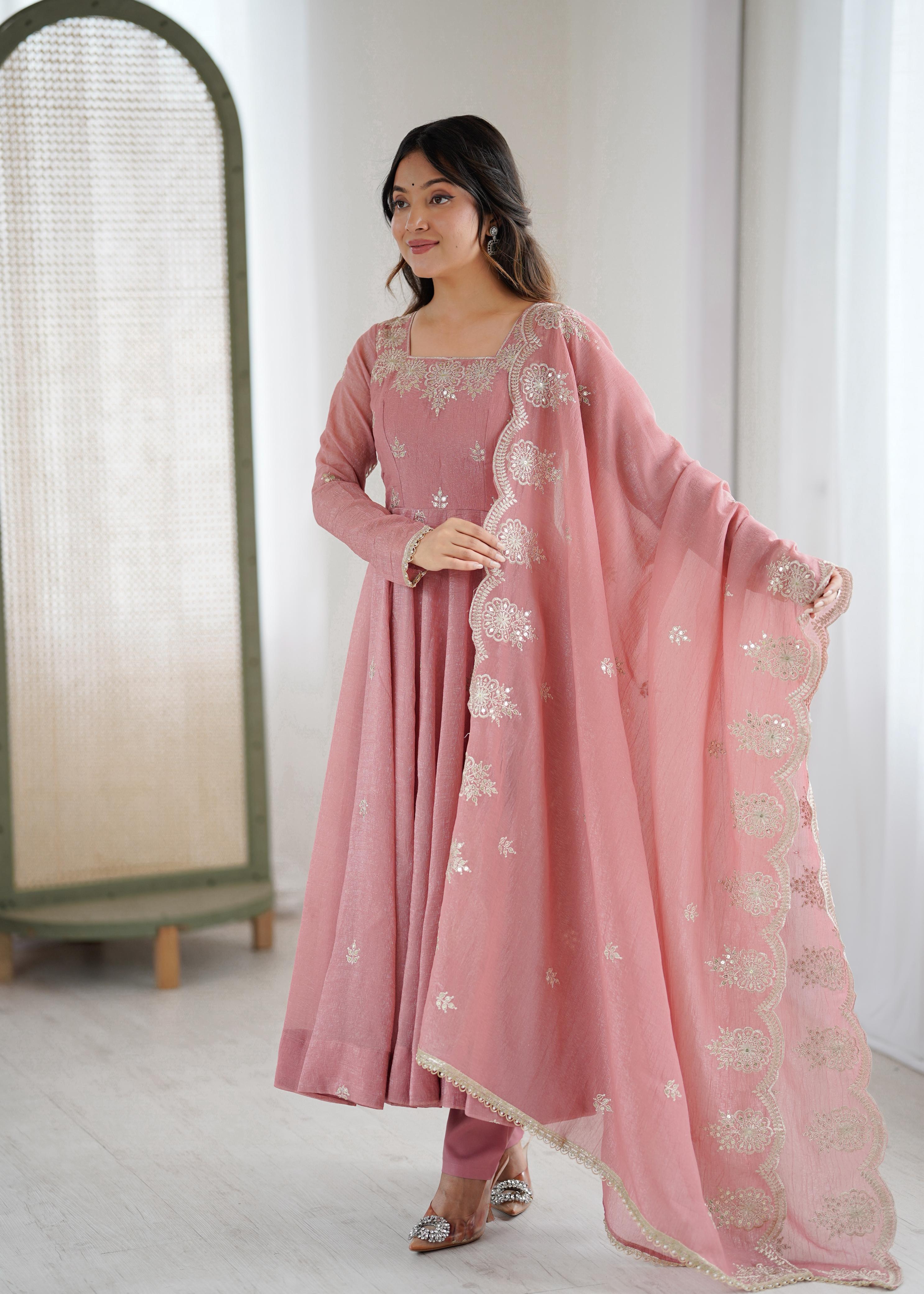 Blush Royale Crunchy Silk Embroidered Anarkali Set