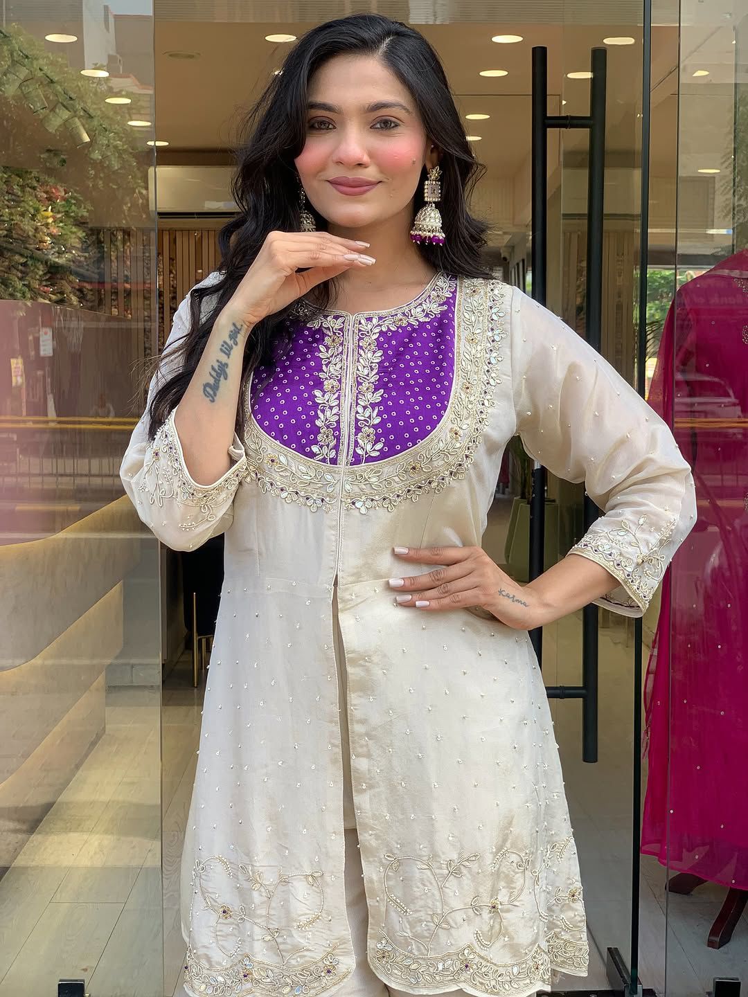 Ivory Aura Roman Shimmer Silk Co-Ord Set