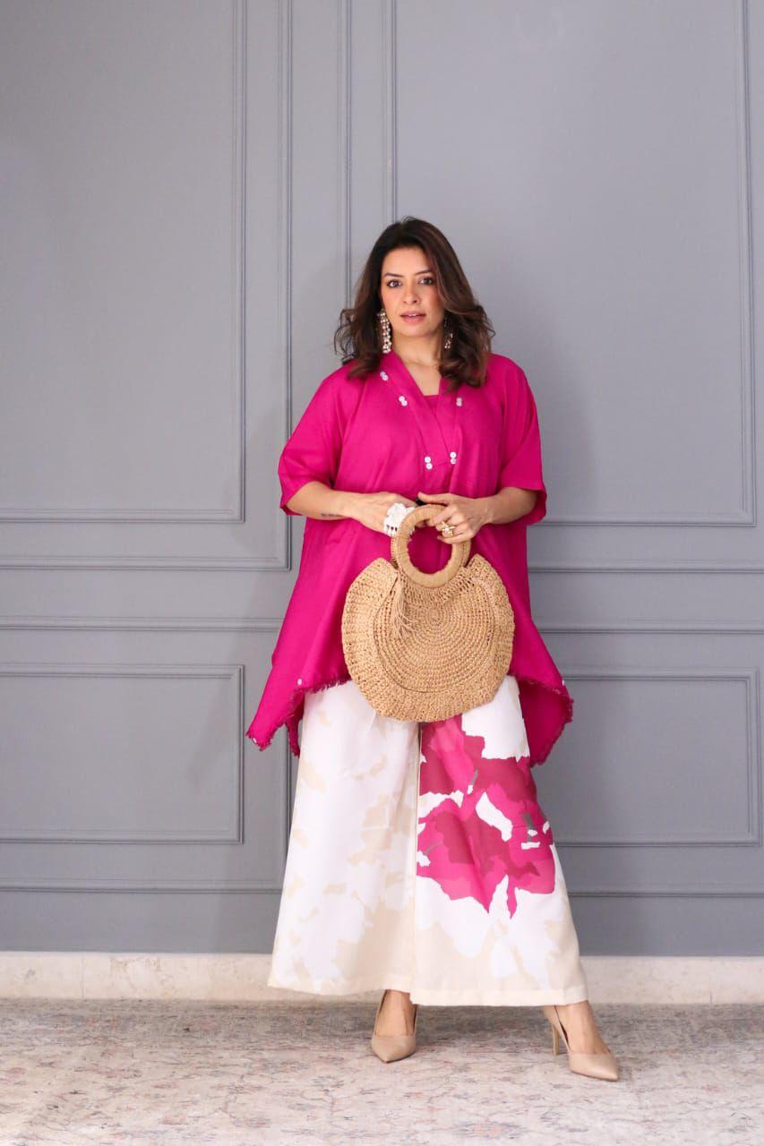 Bold Bloom Pure Cotton Tunic–Palazzo Co-Ord Set