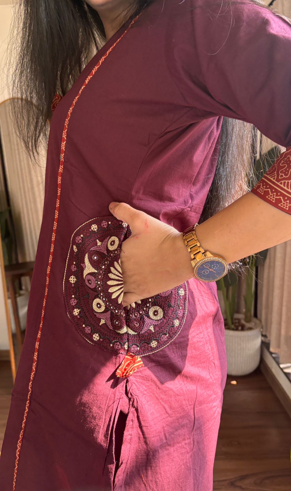 Dhabu Essence A-Line Cotton Kurti–Plazzo Set