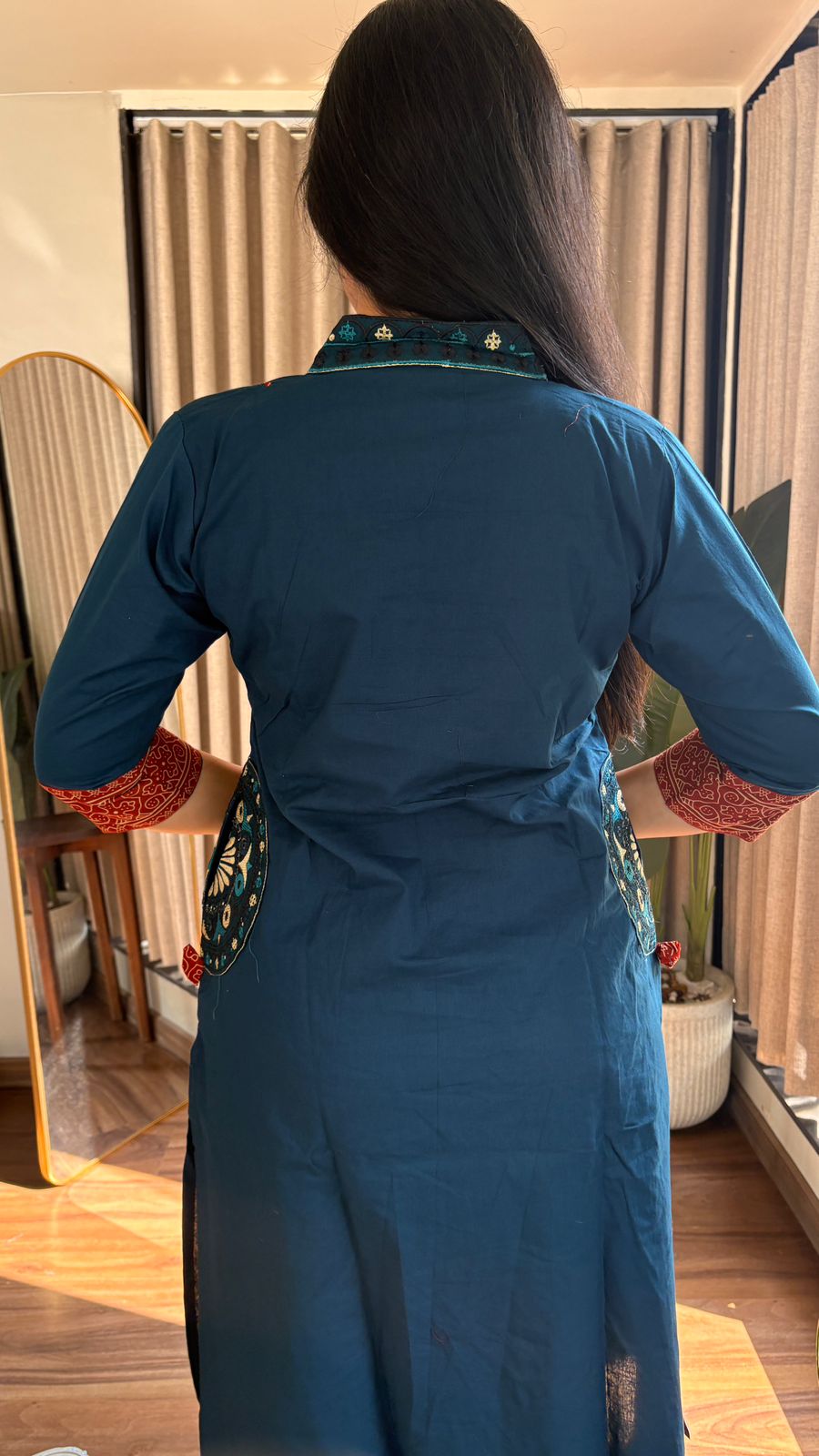 Dhabu Essence A-Line Cotton Kurti–Plazzo Set