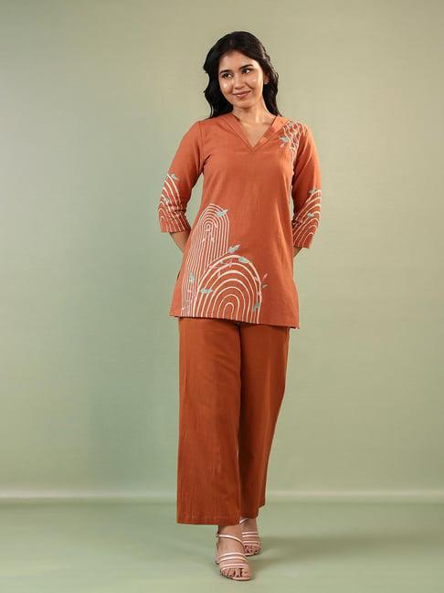 PureEase Embroidered Cotton Co-Ord Set