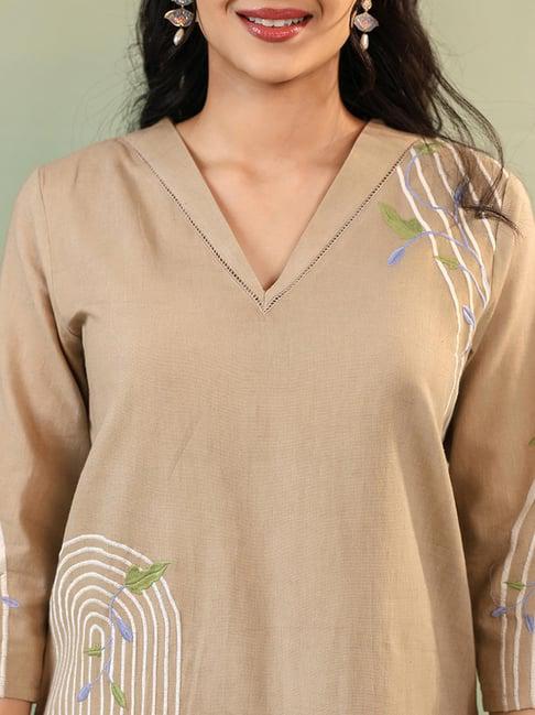 PureEase Embroidered Cotton Co-Ord Set