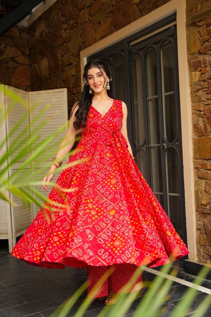 Bandhani Swirl Kurta Palazzo Set