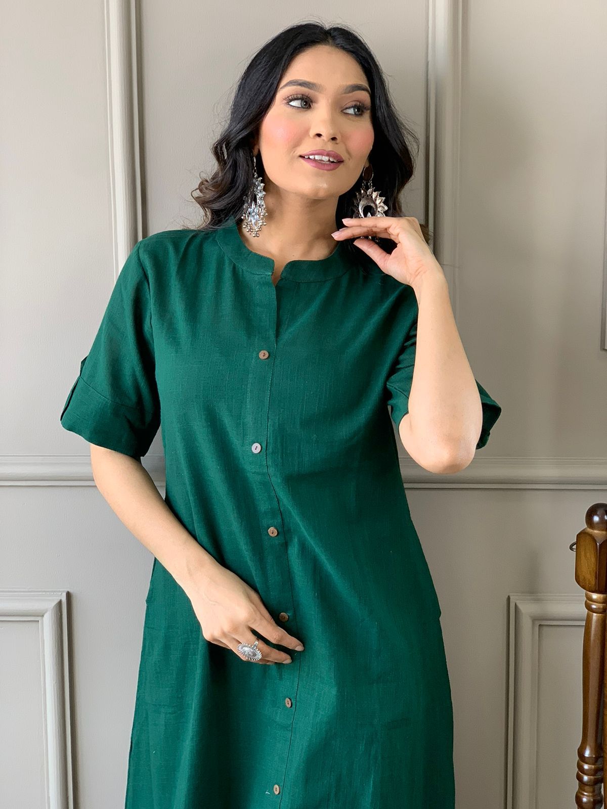 Green Harmony Cotton A-Line Co-Ord Set