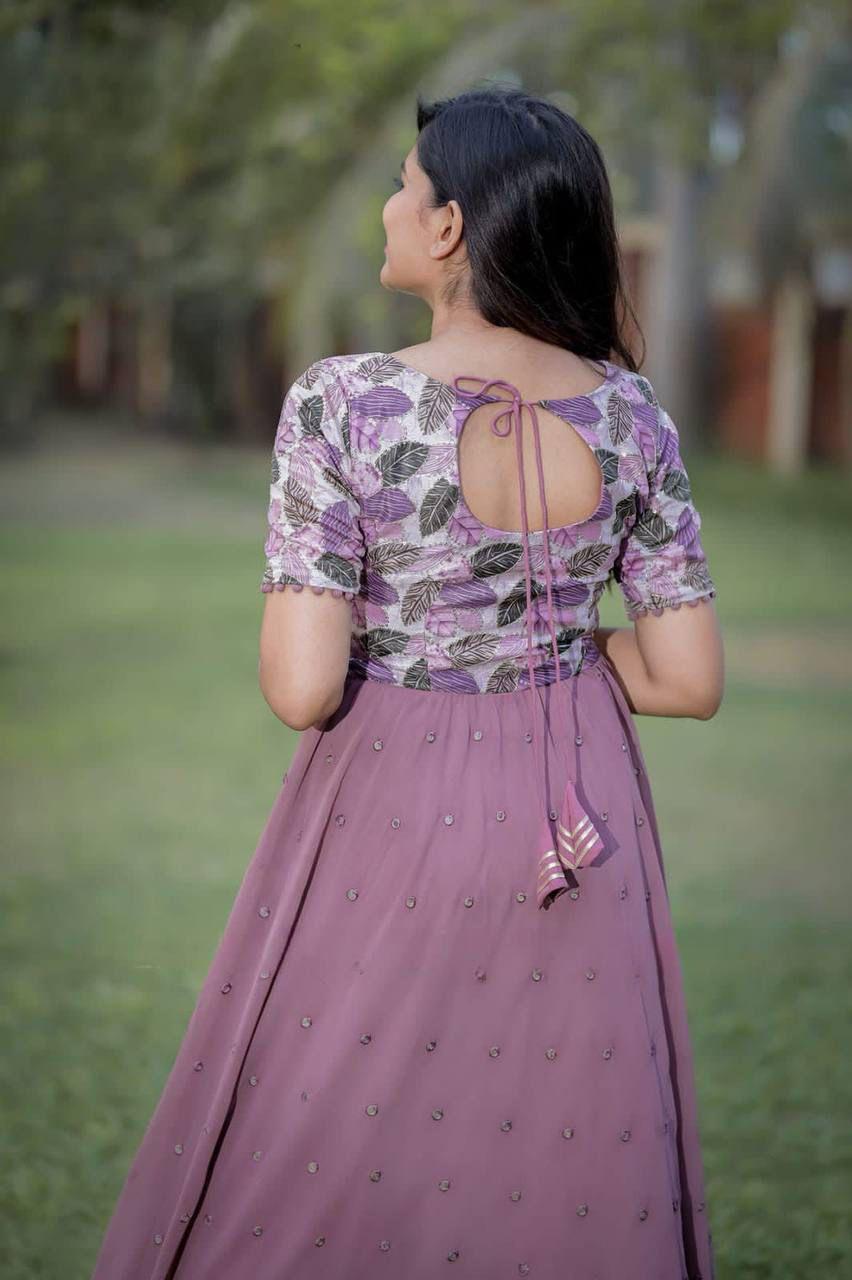 Nude Pink Georgette Stitched Anarkali Gown