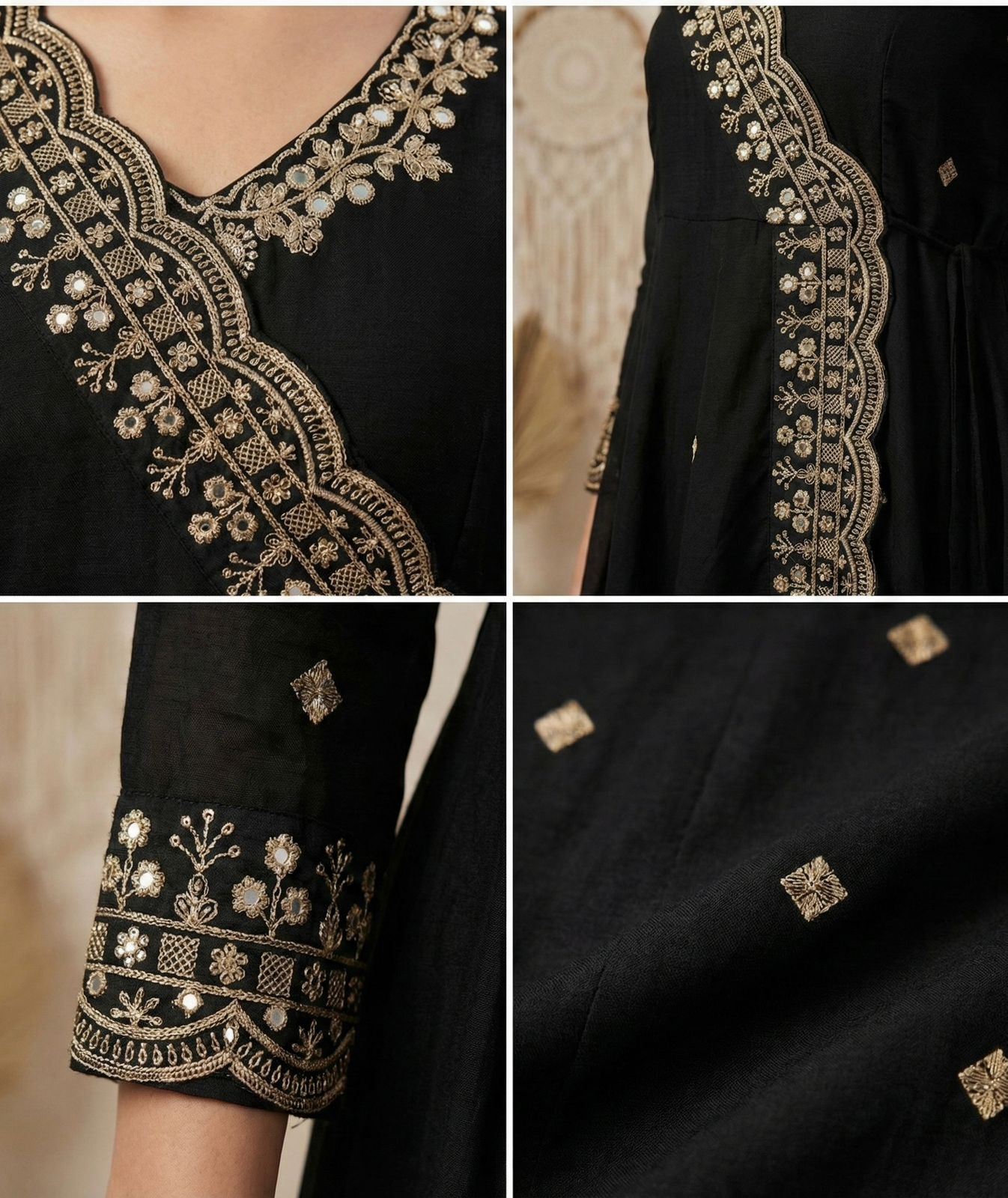 Vichitra Silk Angrakha Flared Long Dress