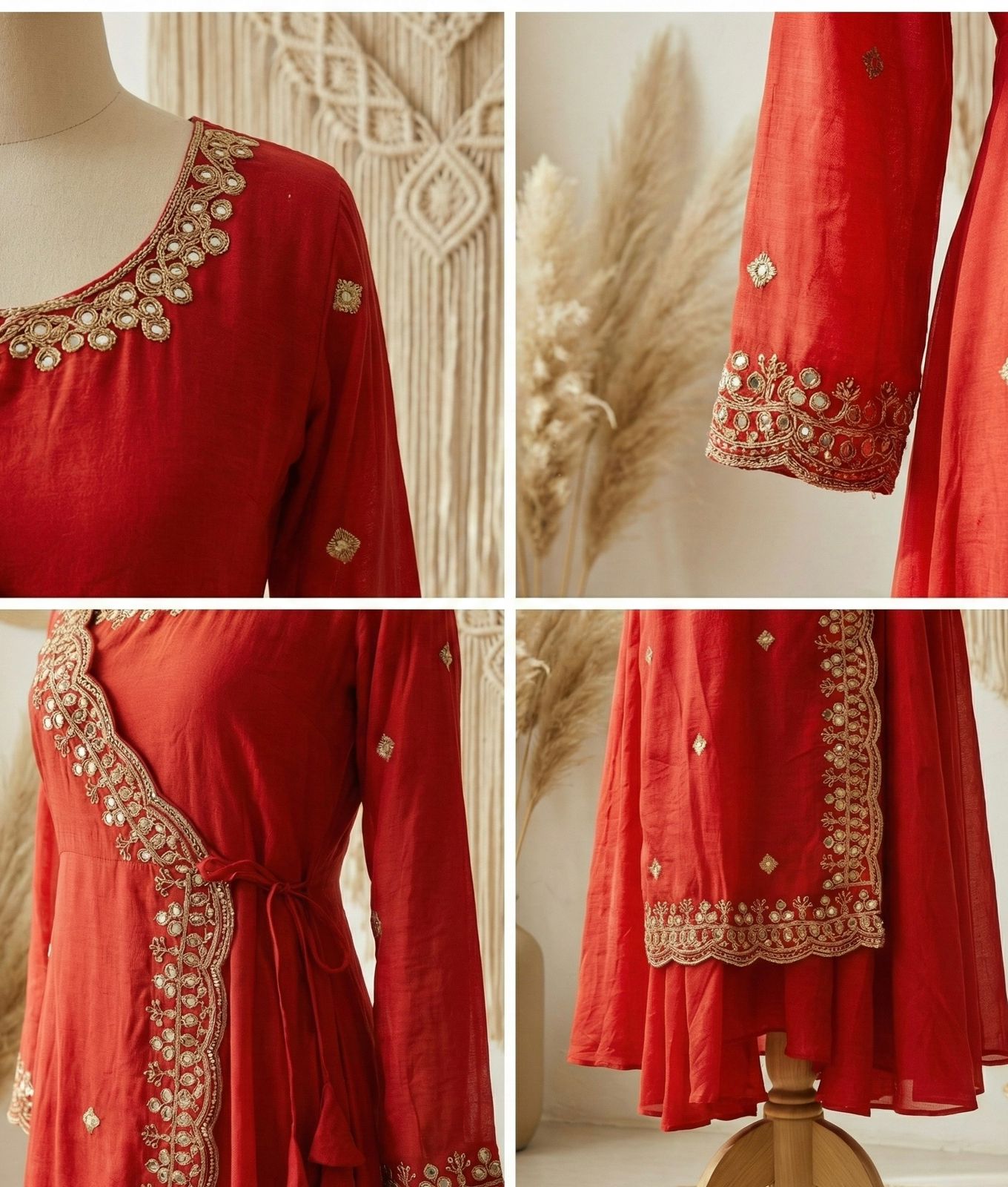 Vichitra Silk Angrakha Flared Long Dress