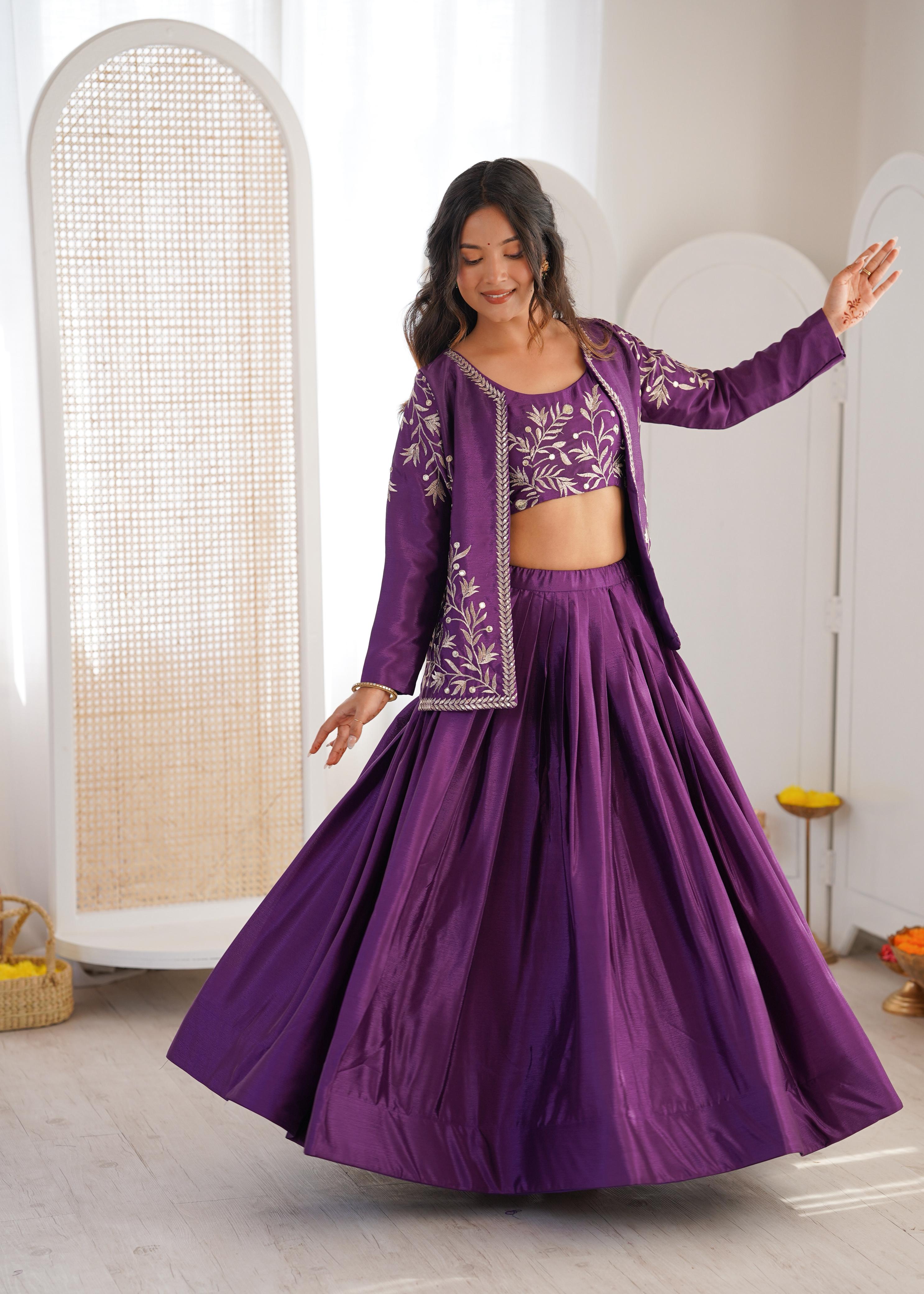 Royal Amethyst Embroidered Lehenga Choli Set