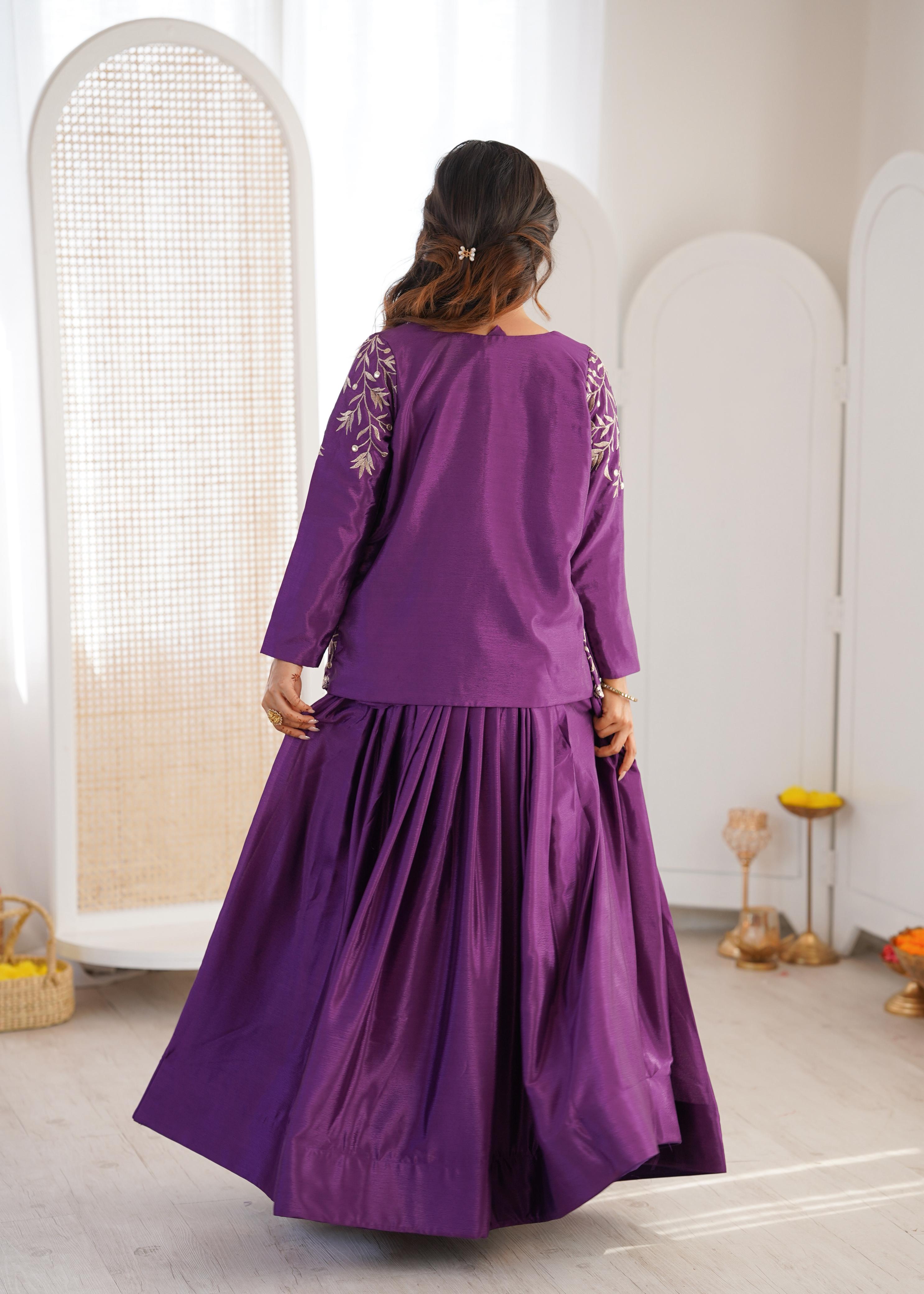Royal Amethyst Embroidered Lehenga Choli Set