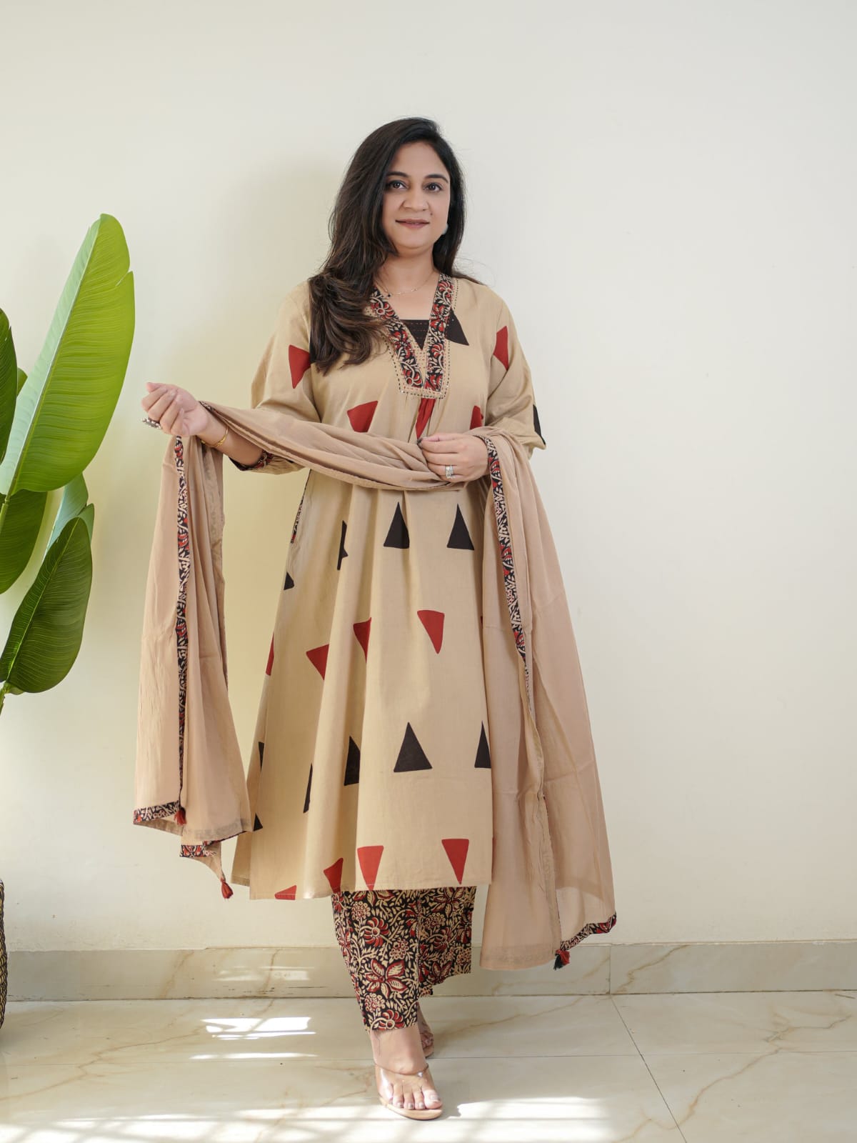 Kalamkari Triangle Pure Cotton Suit Set