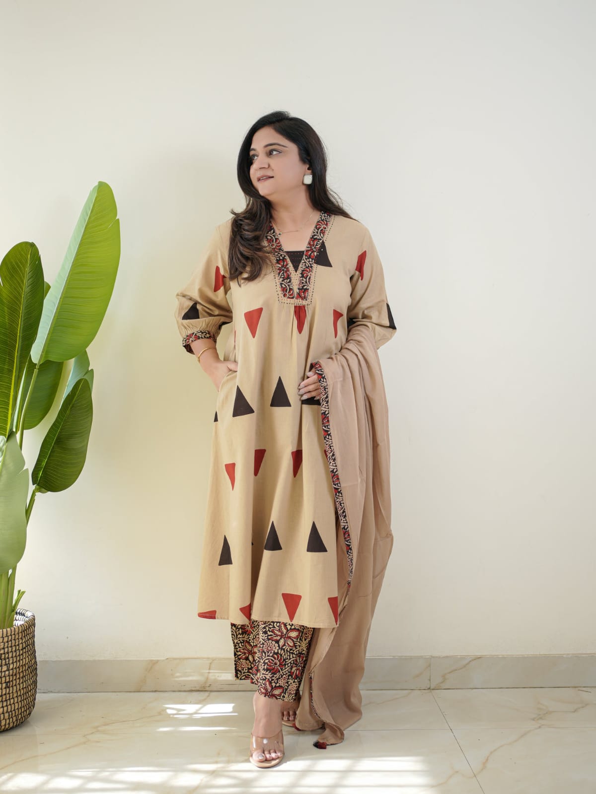 Kalamkari Triangle Pure Cotton Suit Set