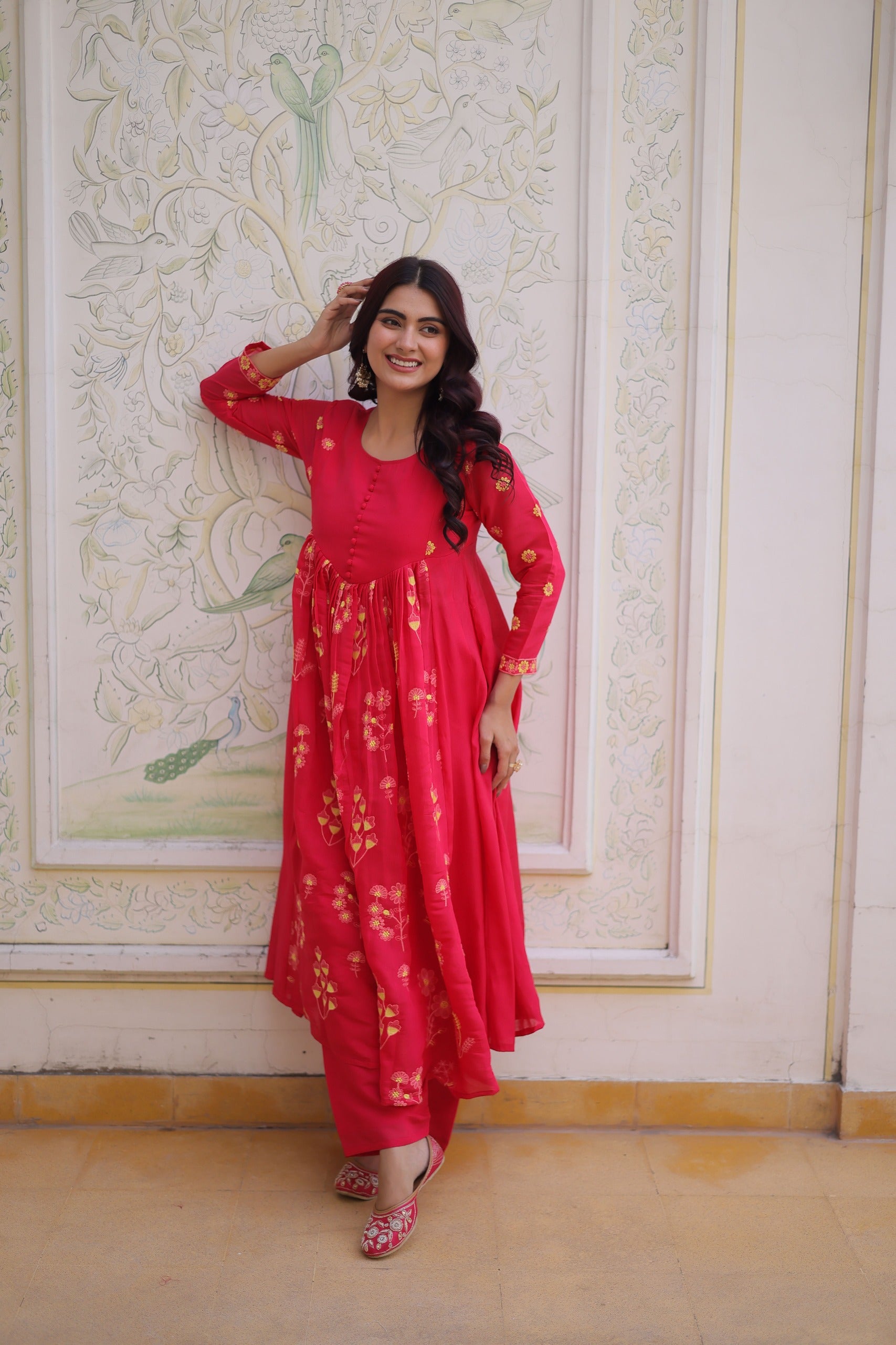 Bloom Garden Mal Chanderi Kurta Set