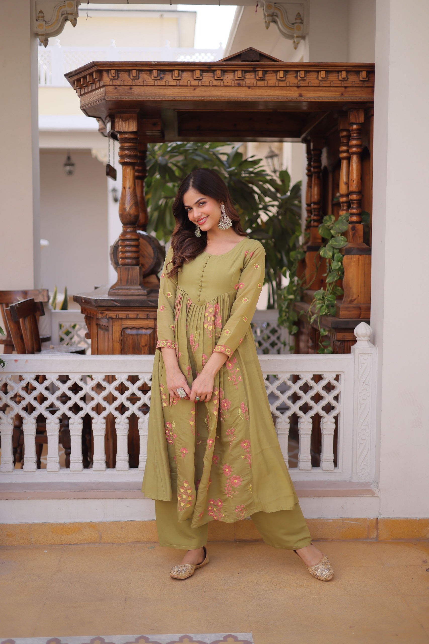Bloom Garden Mal Chanderi Kurta Set