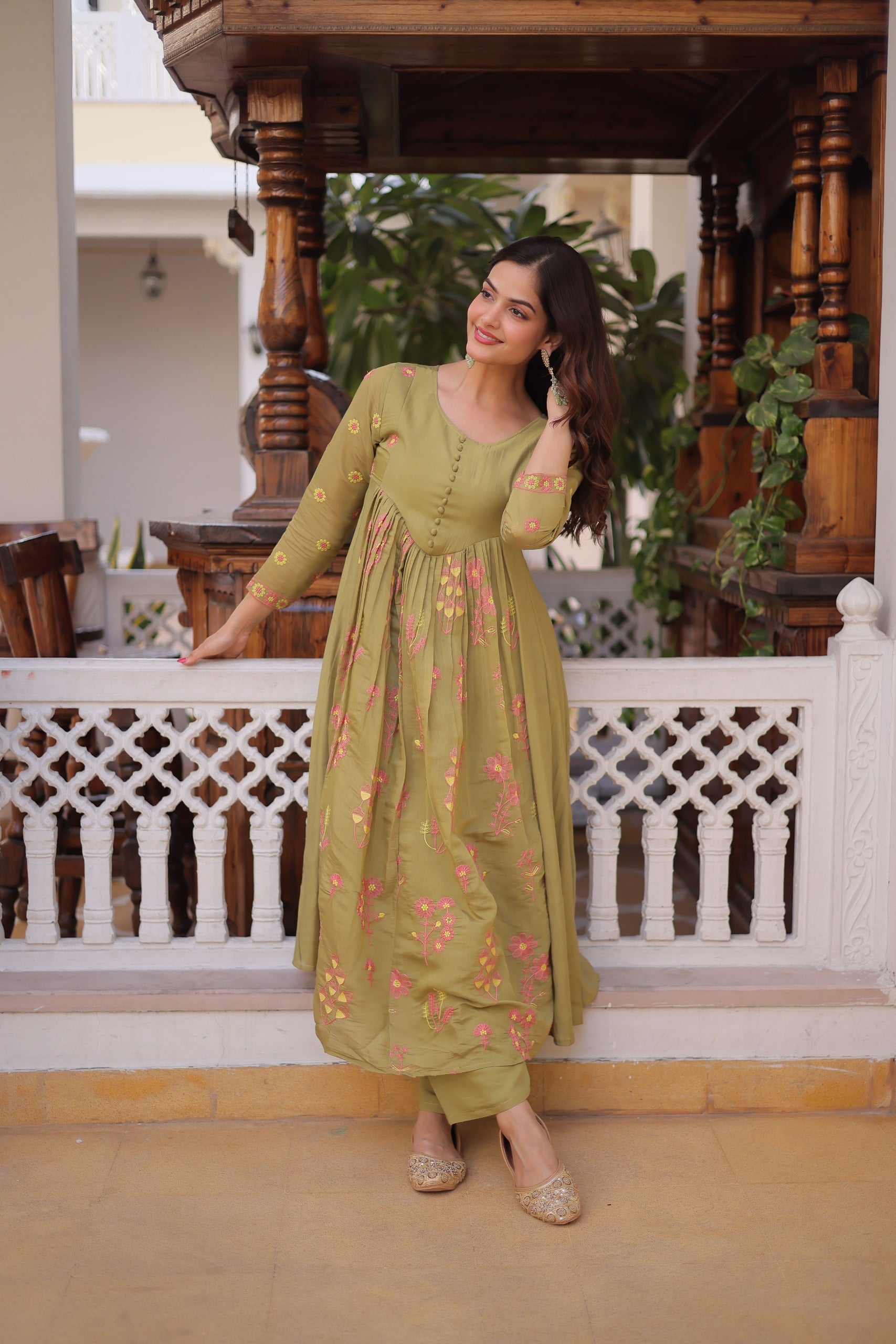 Bloom Garden Mal Chanderi Kurta Set