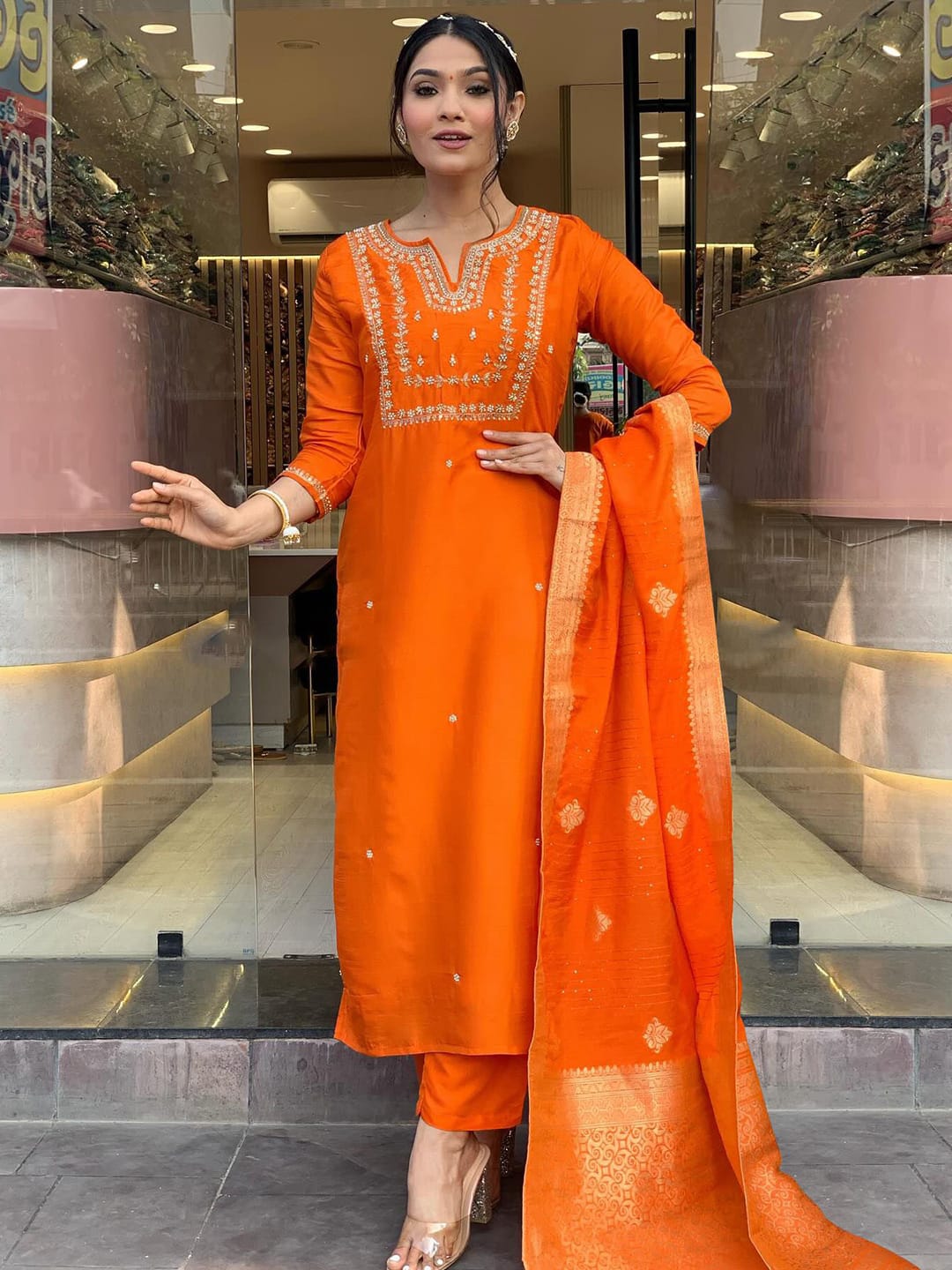 Fuchsia Elegance Silk Blend Kurta Palazzo Set