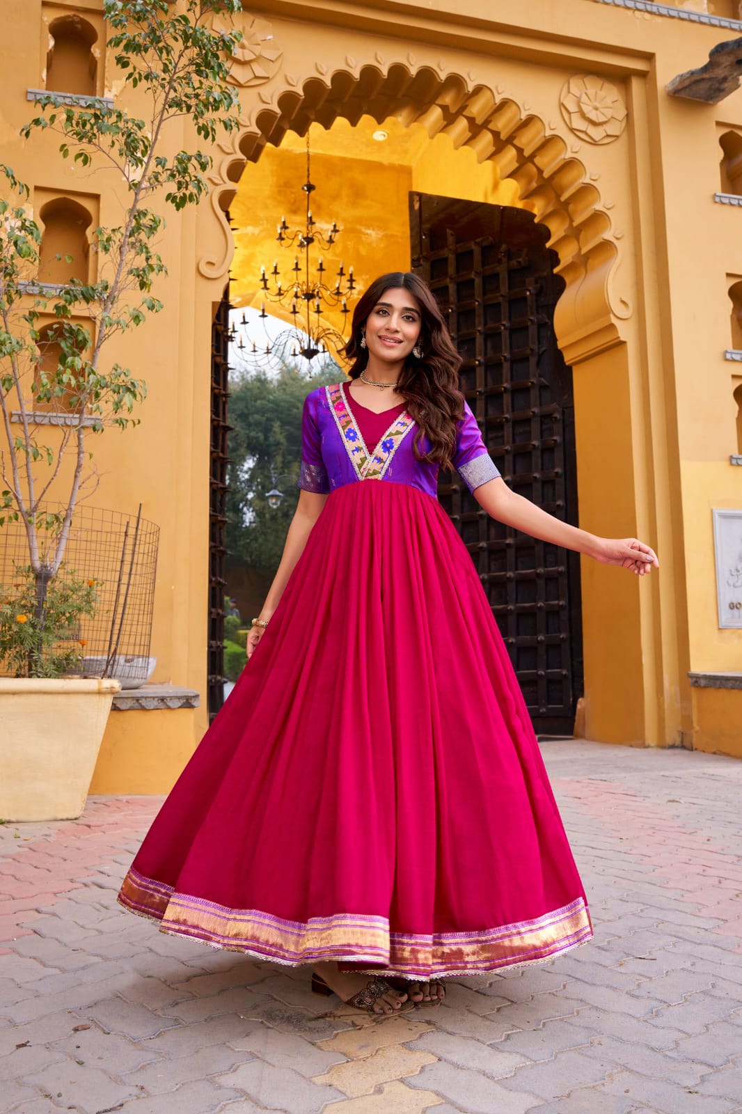 Paithani Palace Vichitra Silk Anarkali Gown