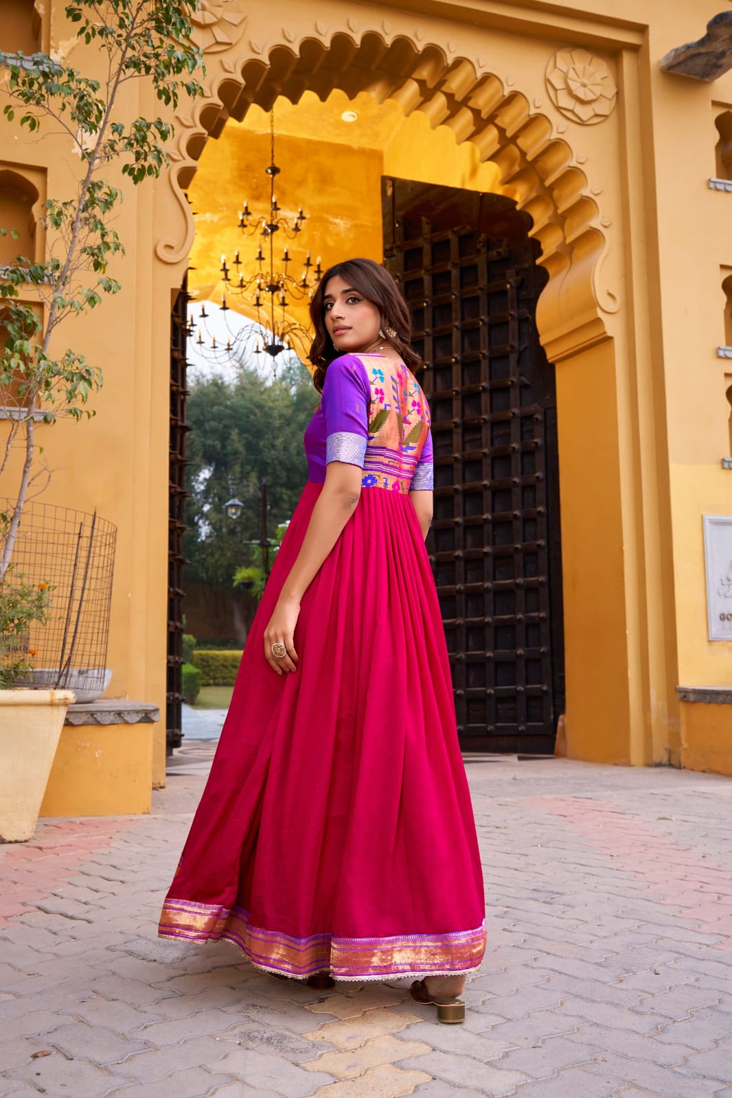 Paithani Palace Vichitra Silk Anarkali Gown