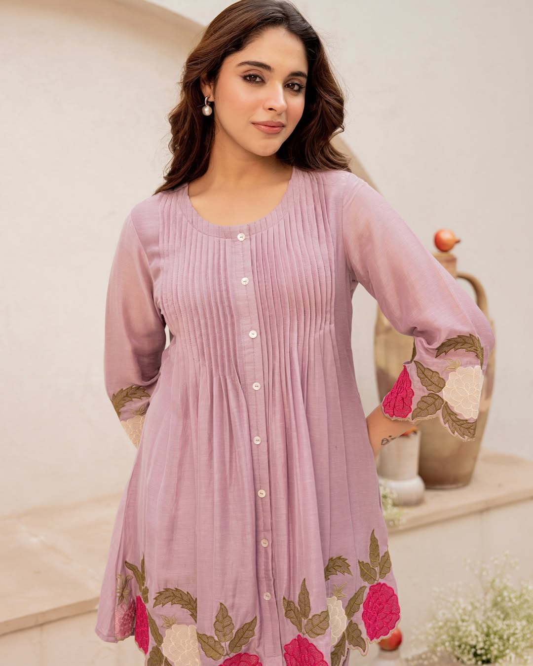 Pomegranate Bloom Mal Chanderi Co-ord Set