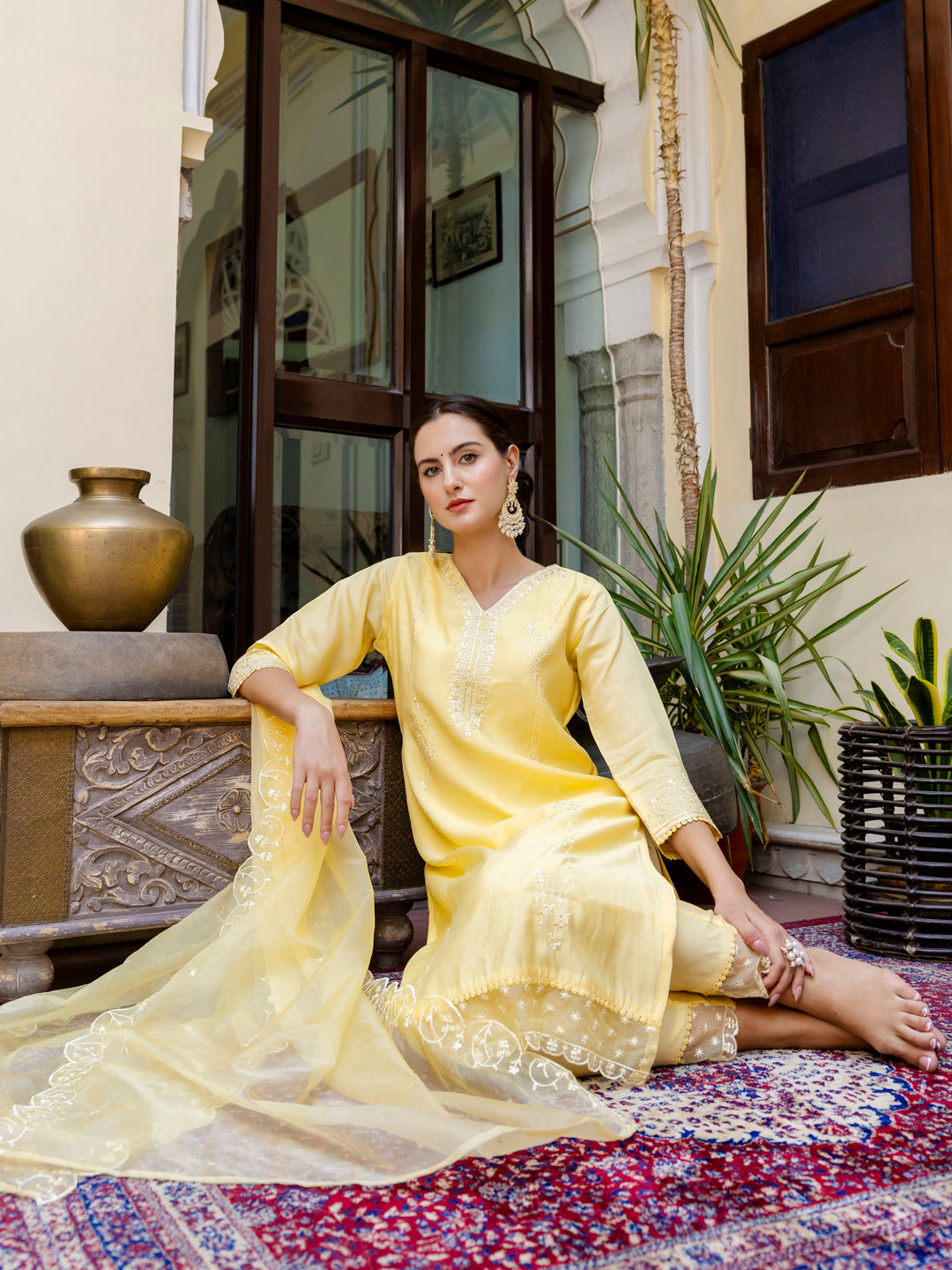 Silk Blend Kurta Pant Dupatta Set