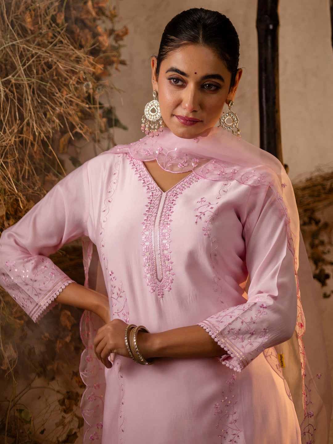 Silk Blend Kurta Pant Dupatta Set