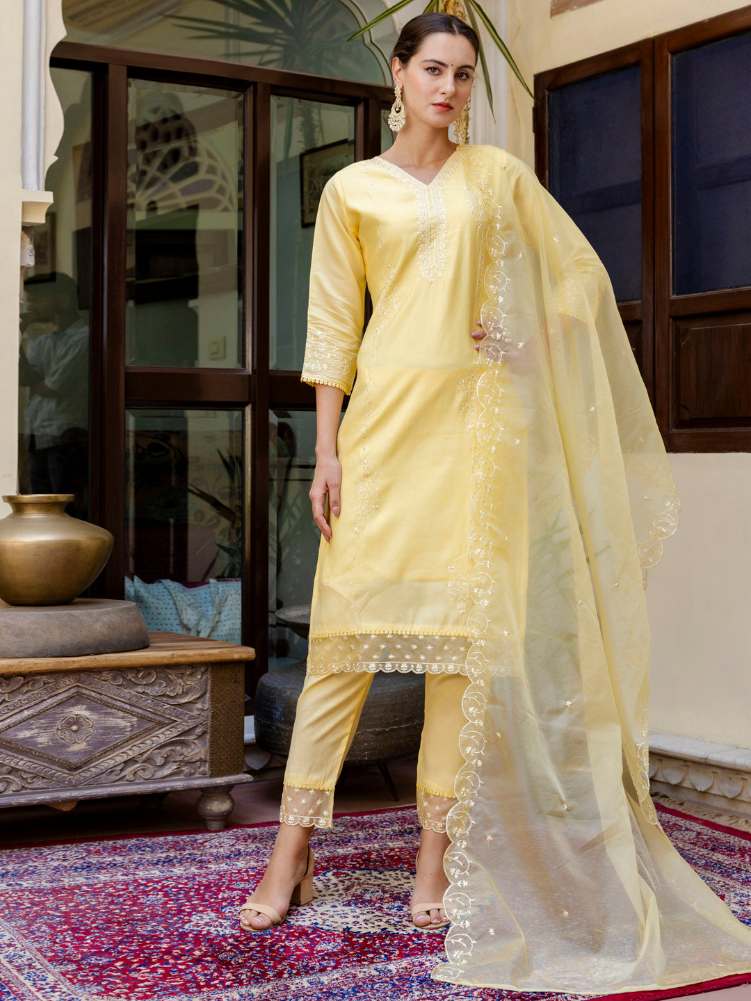 Silk Blend Kurta Pant Dupatta Set