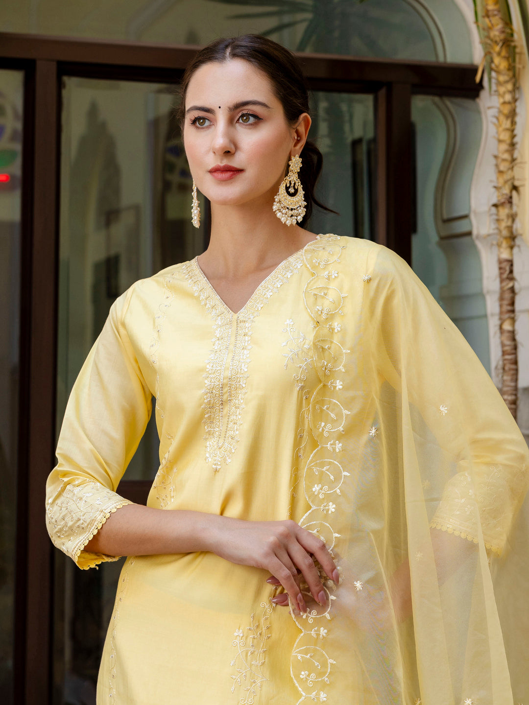 Silk Blend Kurta Pant Dupatta Set