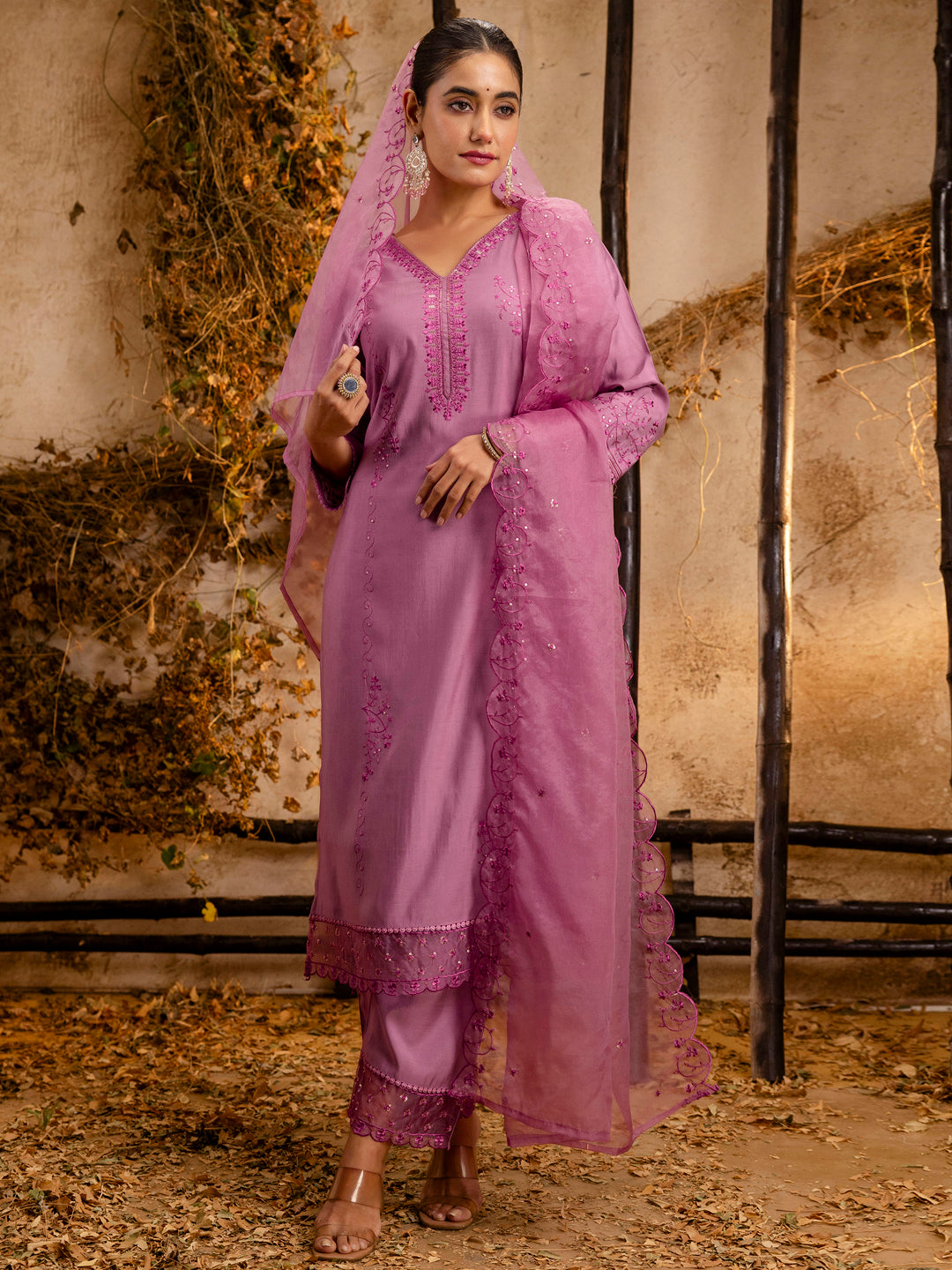 Silk Blend Kurta Pant Dupatta Set