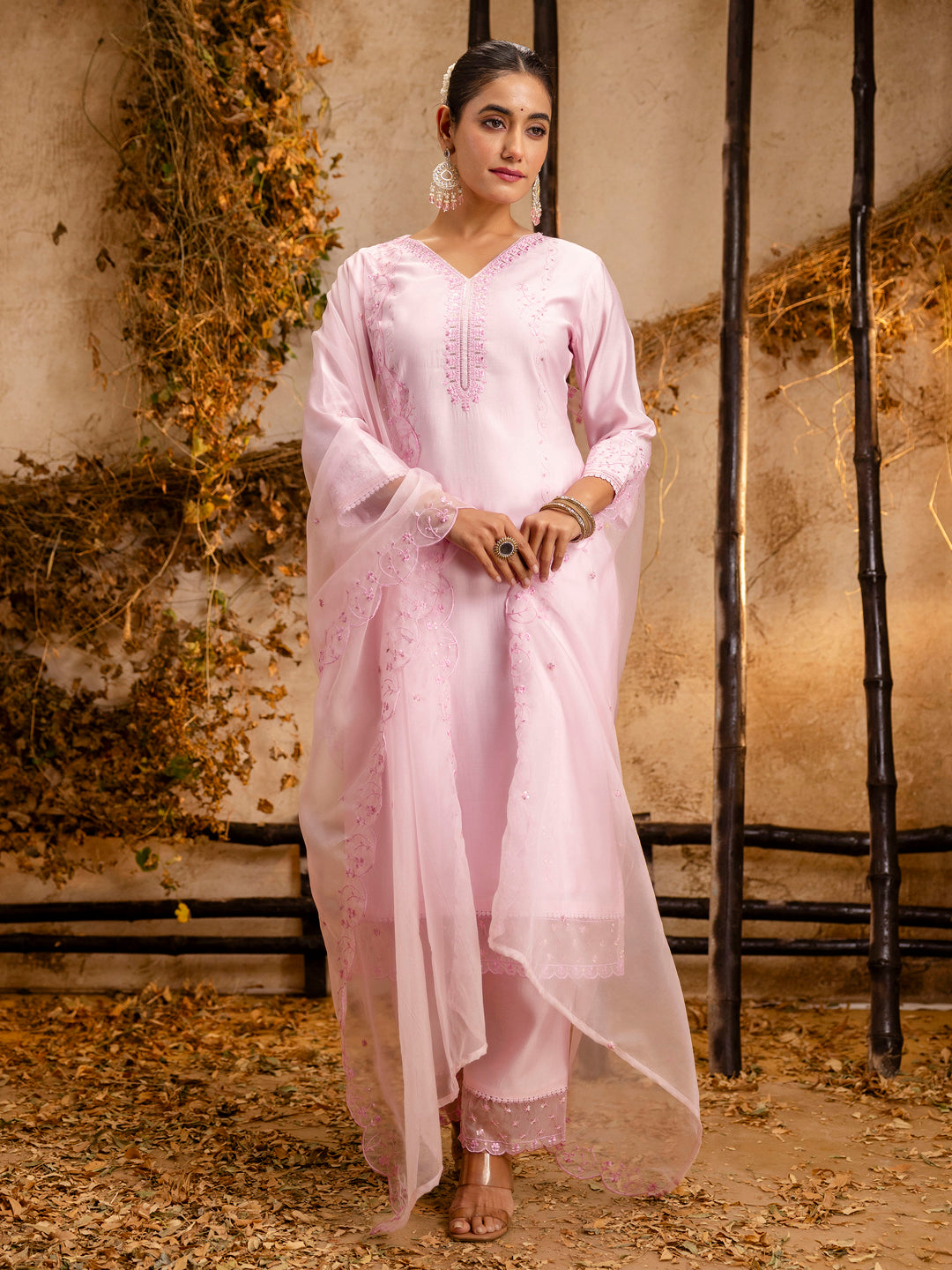 Silk Blend Kurta Pant Dupatta Set