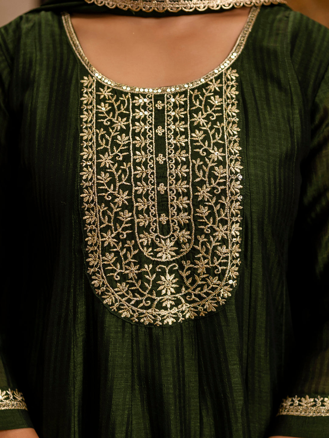 Midnight Bloom Silk Blend Anarkali Kurta Set