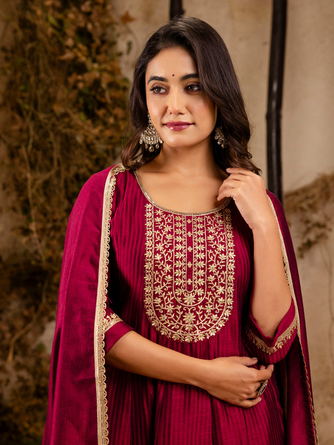 Midnight Bloom Silk Blend Anarkali Kurta Set