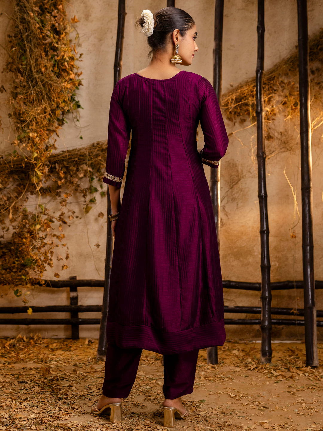 Midnight Bloom Silk Blend Anarkali Kurta Set