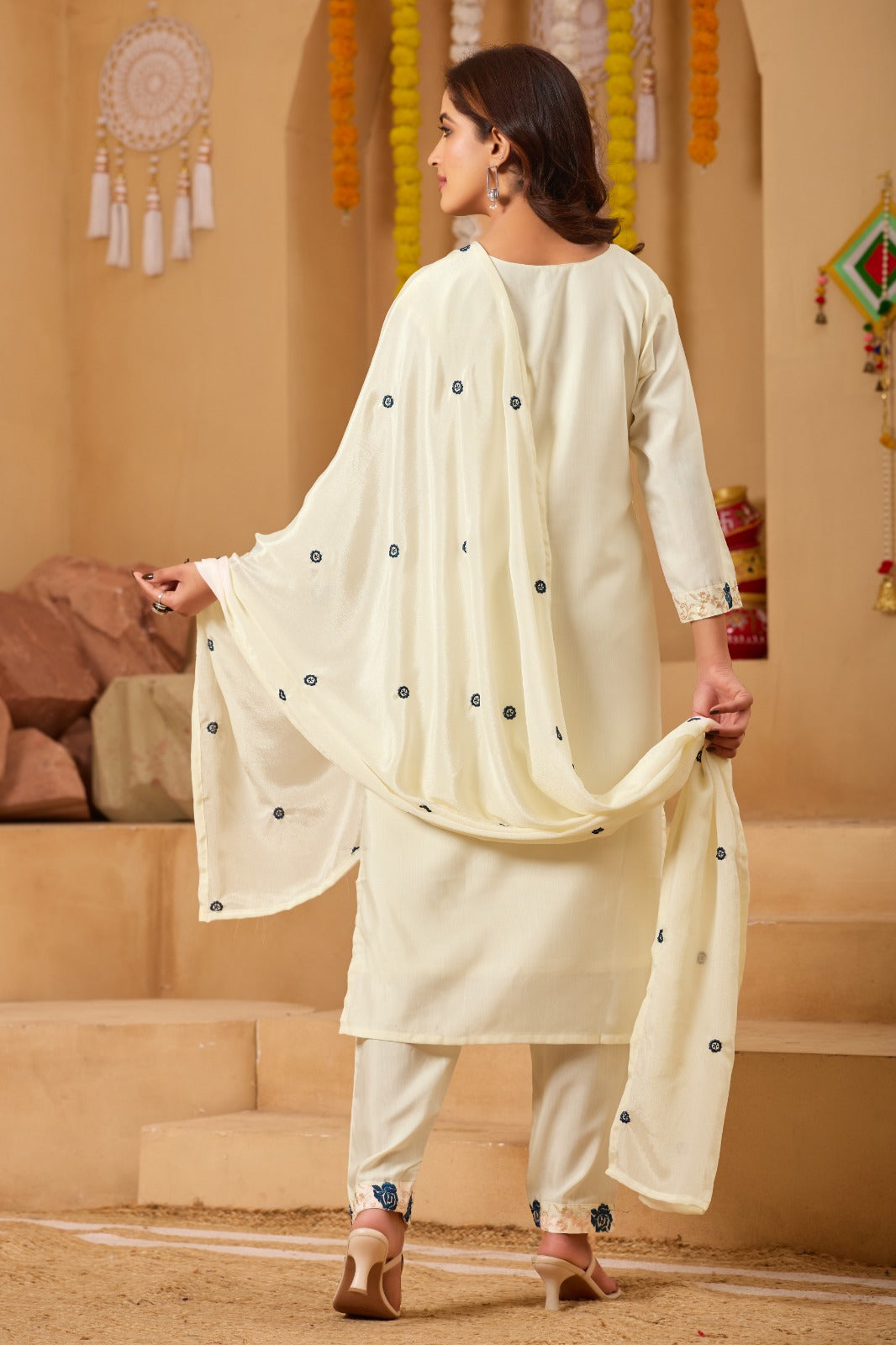 Cream Elegance Embroidered Salwar Set