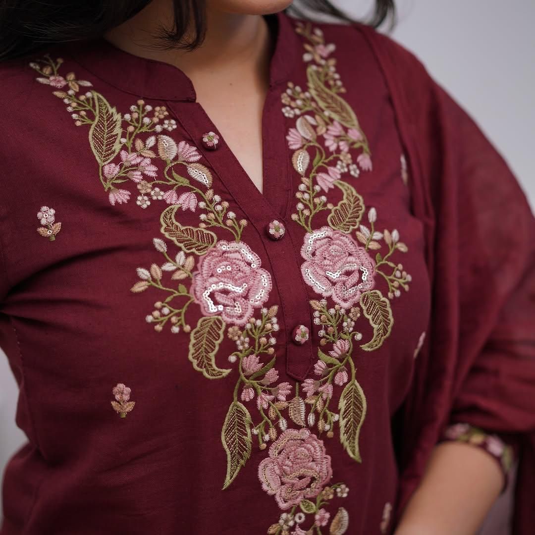 Maroon Elegance Cotton Set