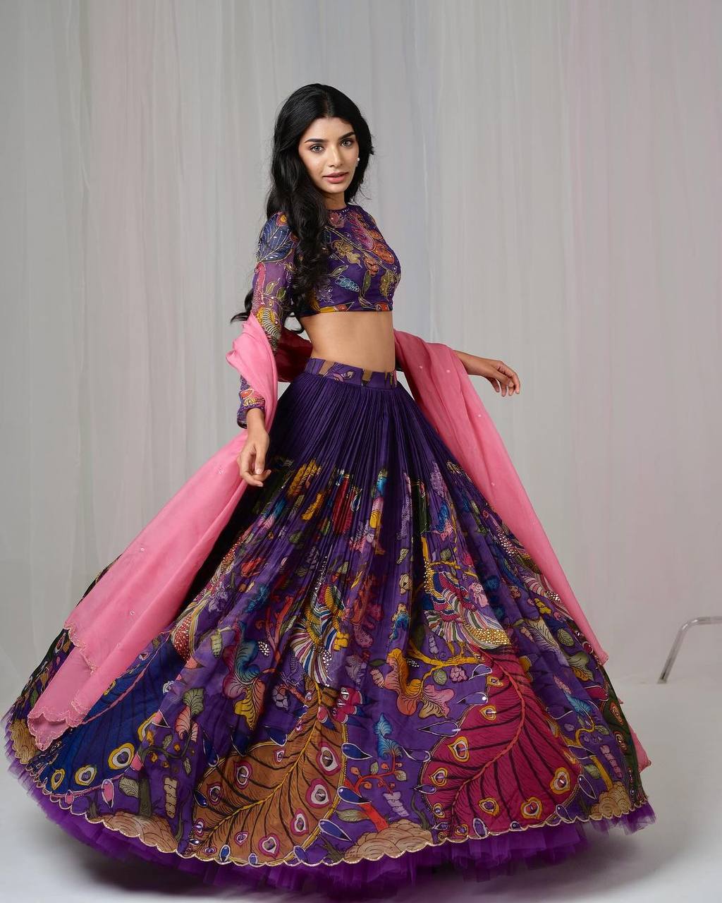 Peacock Royale Kalamkari Lehenga Choli Set
