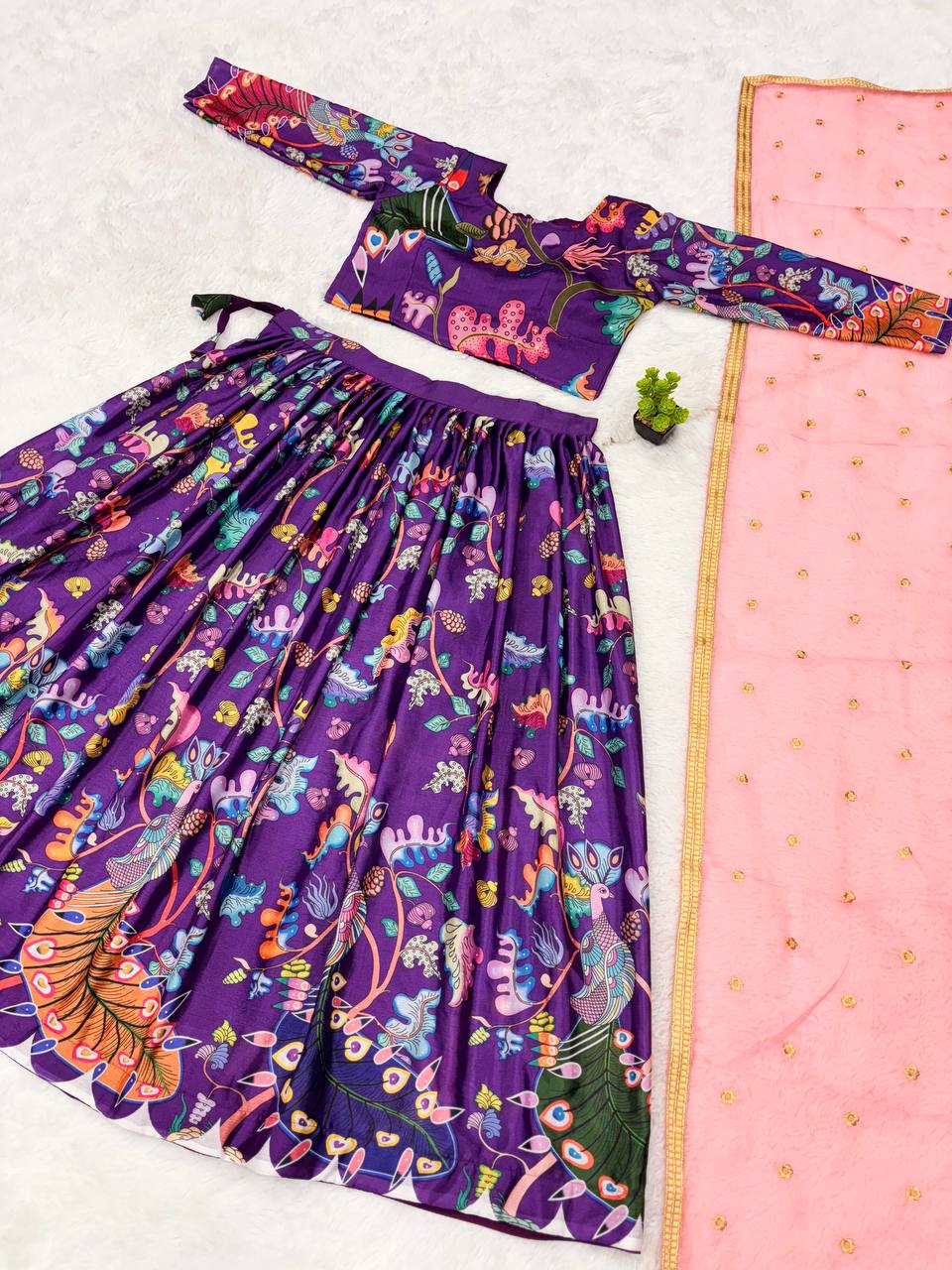 Peacock Royale Kalamkari Lehenga Choli Set