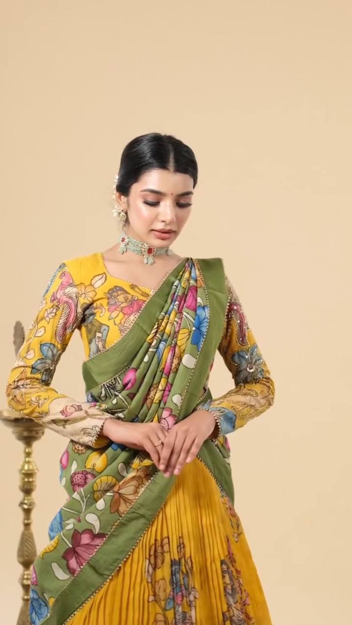 Marigold Muse Kalamkari Bloom Lehenga Choli Set
