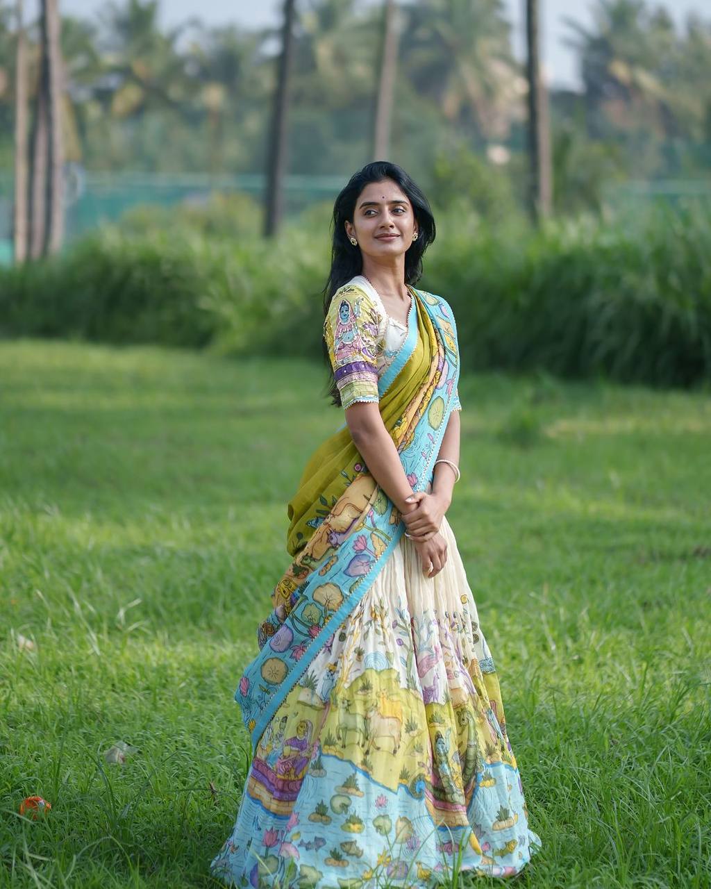 Pistachio Green & Sky Blue Pastel Symphony Kalamkari Dream Lehenga Choli Set