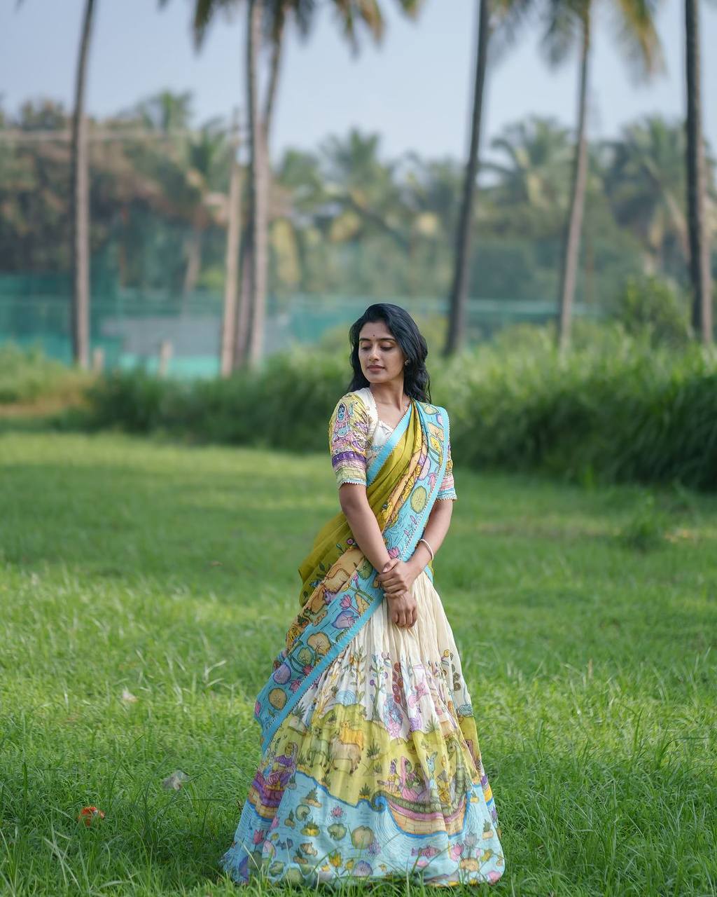 Pistachio Green & Sky Blue Pastel Symphony Kalamkari Dream Lehenga Choli Set