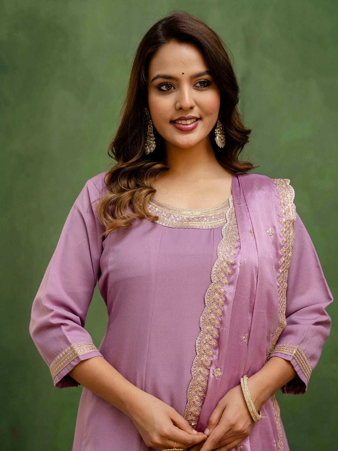 Women Anarkali Kurta and Pant Dupatta Sets Viscose Rayon Fabrics with Embroidery