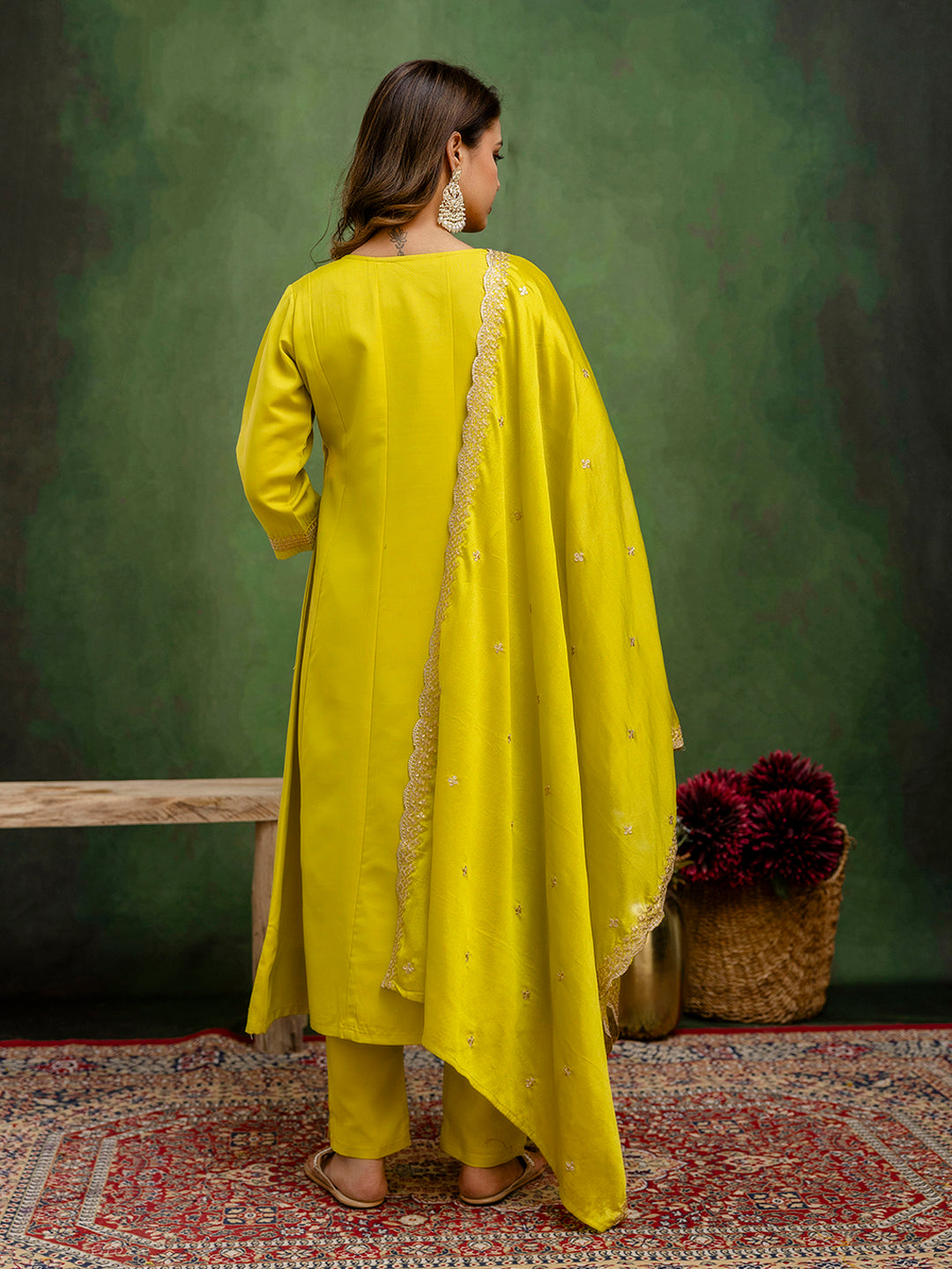 Women Anarkali Kurta and Pant Dupatta Sets Viscose Rayon Fabrics with Embroidery