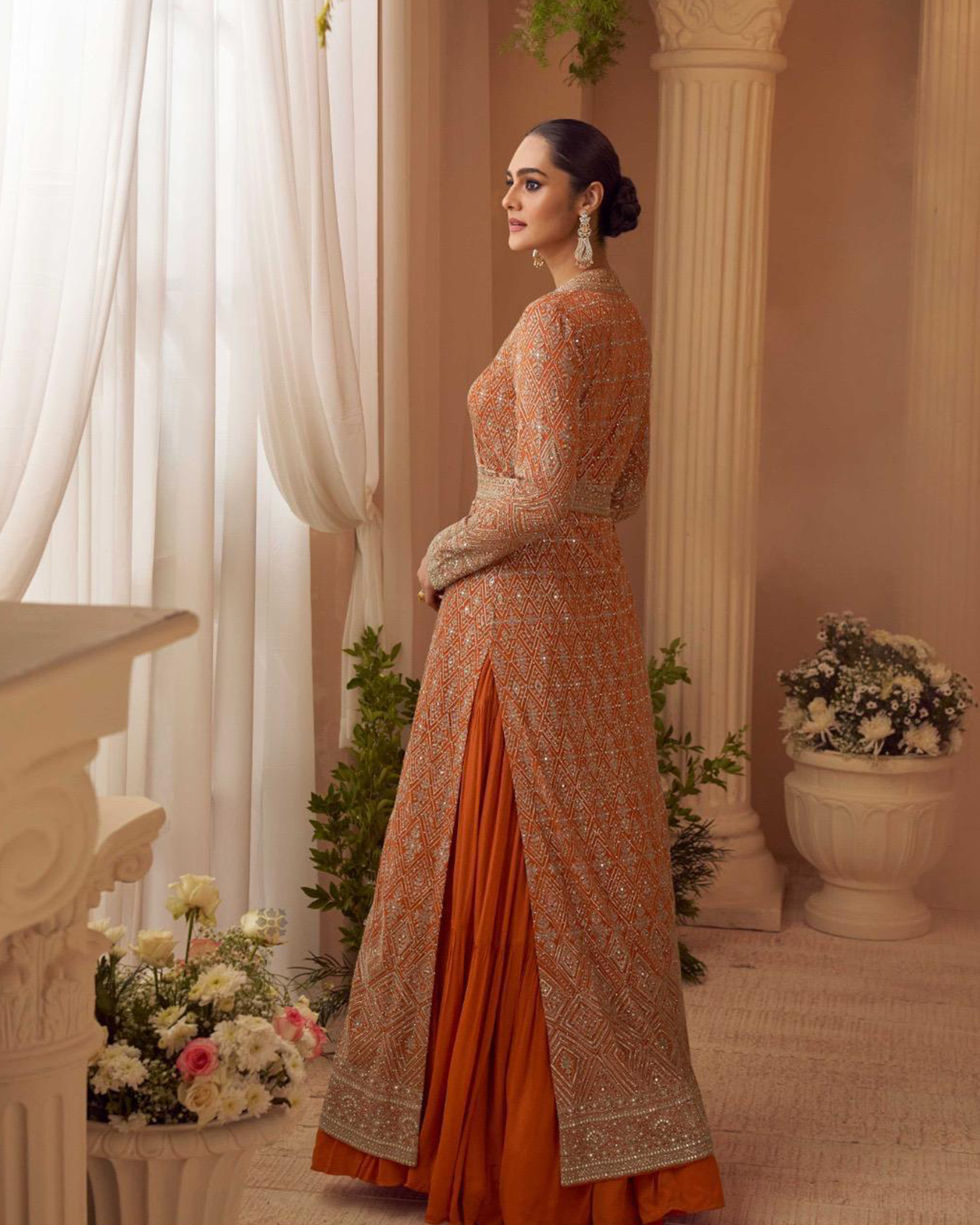 Terracotta Gleam Jacket Style Anarkali Gown